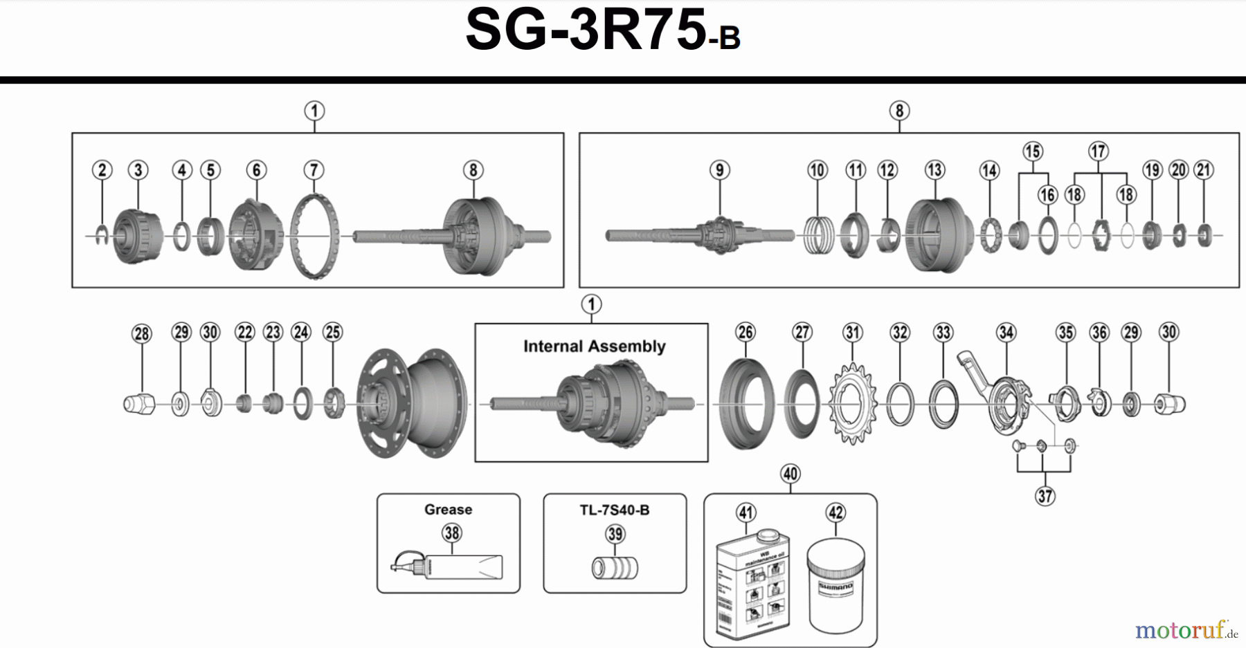 Shimano SG Getriebenabe /Nabenschaltung SG-3R75-B NEXUS 3-Speed Internal Hub