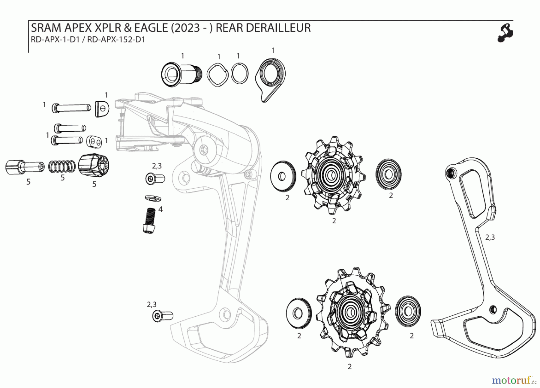  Sram Sram SRAM APEX XPLR & EAGLE (2023 - ) REAR DERAILLEUR