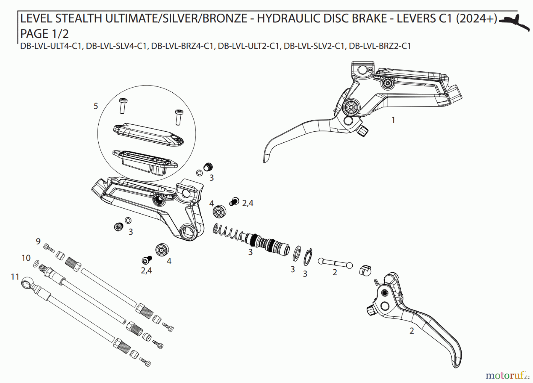 Sram Sram LEVEL STEALTH ULTIMATE/SILVER/BRONZE - HYDRAULIC DISC BRAKE - LEVERS C1 (2024+)