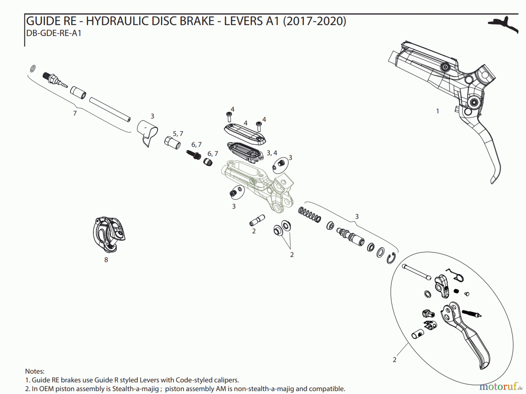  Sram Sram GUIDE RE - HYDRAULIC DISC BRAKE - LEVERS A1 (2017-2020)