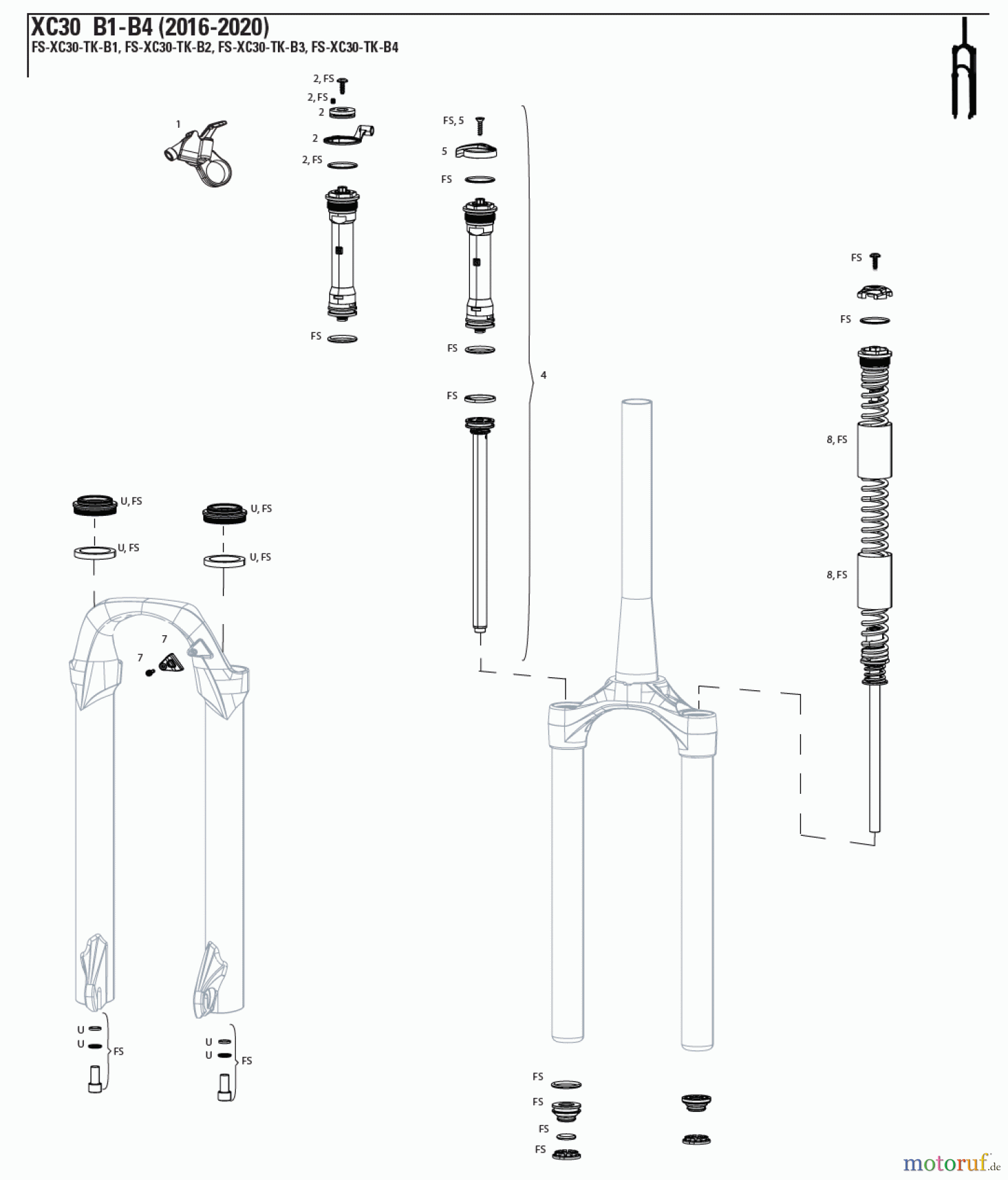  Sram RockShox XC30 B1-B4 (2016-2020)