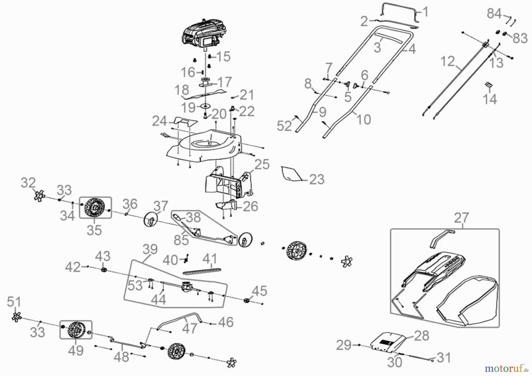 Güde Gartentechnik Rasenmäher Benzin-Rasenmäher Schnittbreite bis 45cm Rasenmäher ECO WHEELER 413.3 R Art.-Nr.: 95442 FSL95442-01 Seite 1
