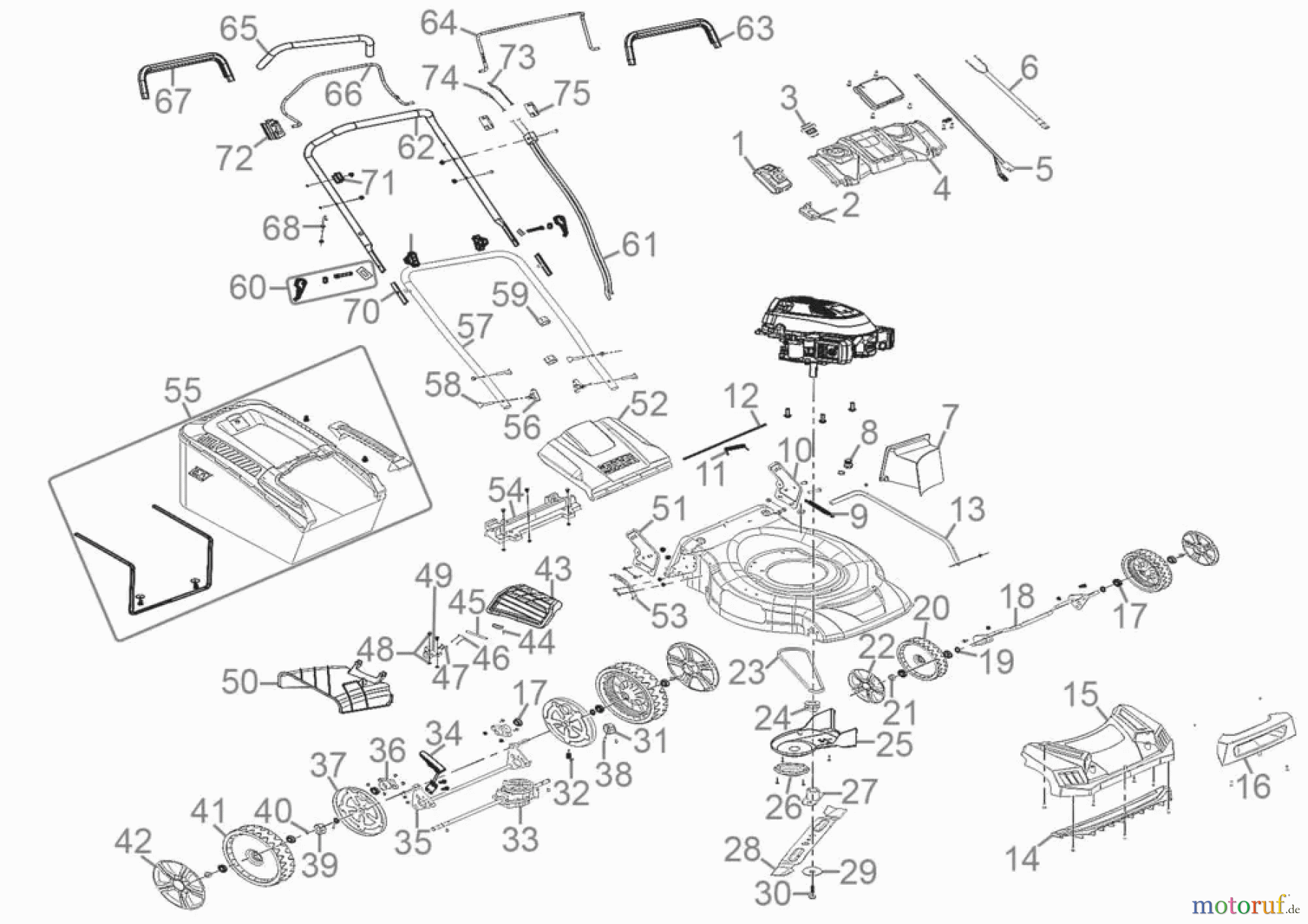 Güde Gartentechnik Rasenmäher Benzin-Rasenmäher Schnittbreite bis 50 cm Rasenmäher ECO WHEELER 464.4 R LI-ES Art.-Nr.: 95461 FSL95461-01 Seite 1