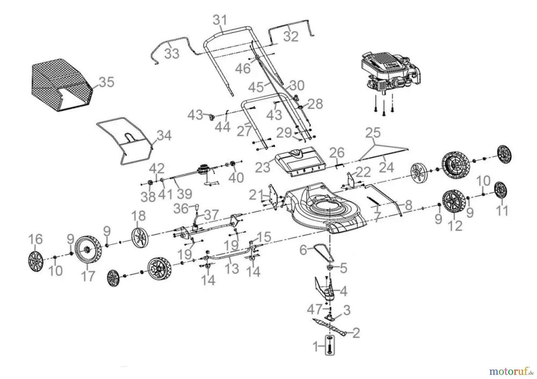 Güde Gartentechnik Rasenmäher Benzin-Rasenmäher Schnittbreite ab 50 cm Rasenmäher ECO WHEELER 512.1 R Art.-Nr.: 95475 FSL95475-01 Seite 1