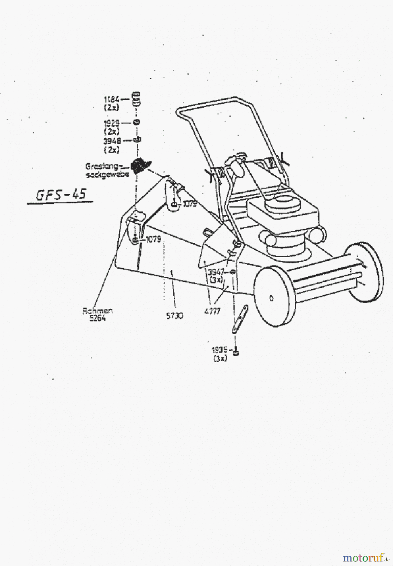 AS-Motor (neu) Rasen Profi-Rasenmäher AS 45 Ausputzmäher AS 45 B2/2 ab FNr. 0066311001 Grasfangsack
