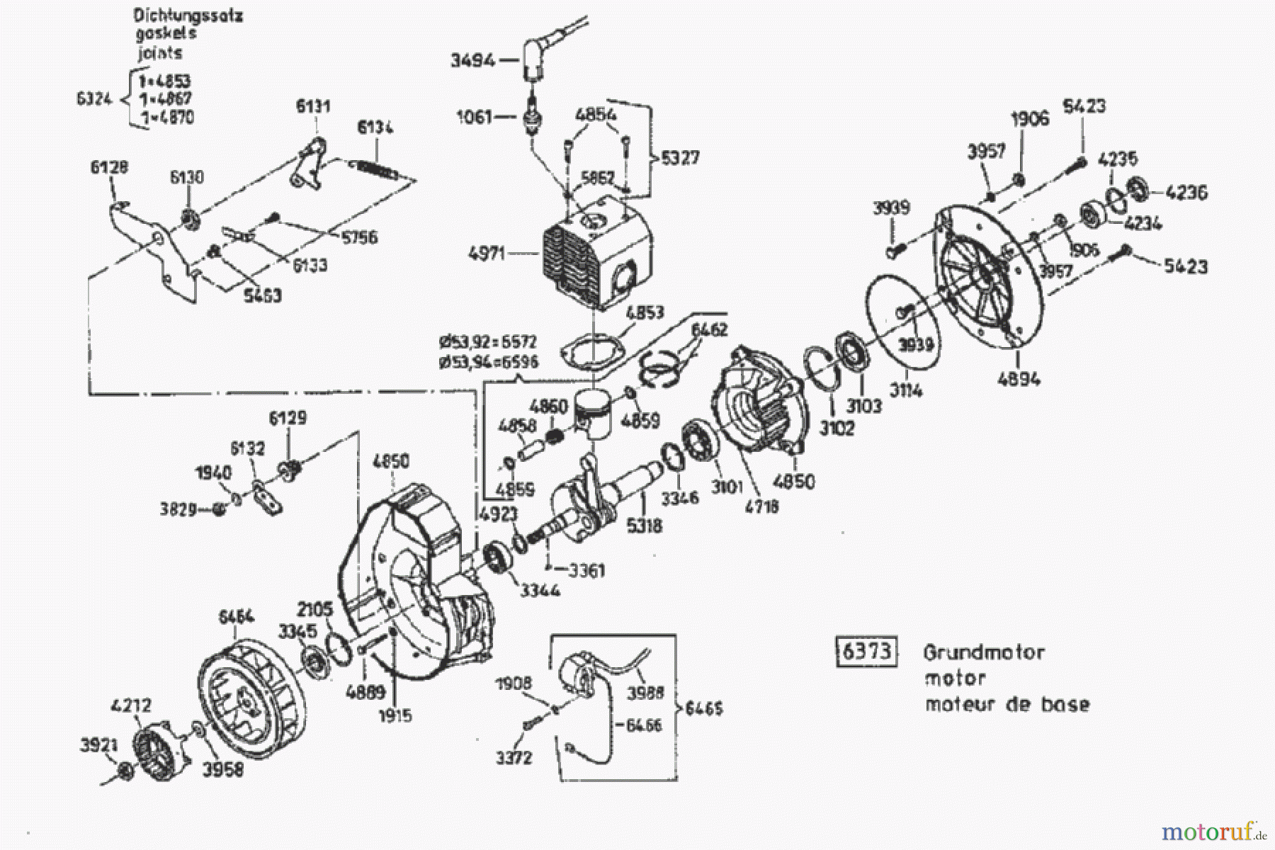  AS-Motor (neu) Rasen Profi-Rasenmäher AS 45 Ausputzmäher AS 45 B2/3 ab FNr. 0076444001 Grundmotor