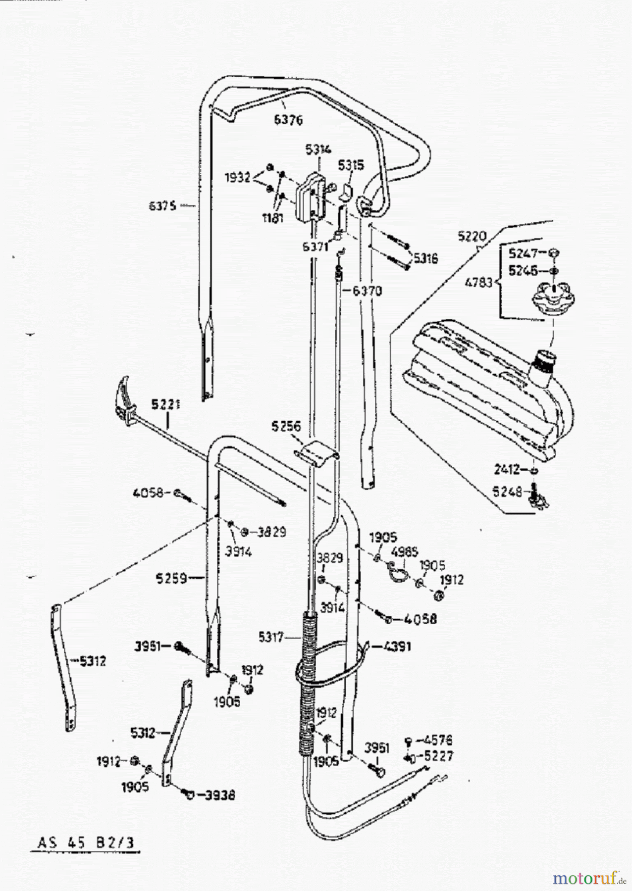  AS-Motor (neu) Rasen Profi-Rasenmäher AS 45 Ausputzmäher AS 45 B2/3 ab FNr. 0076444001 Holm