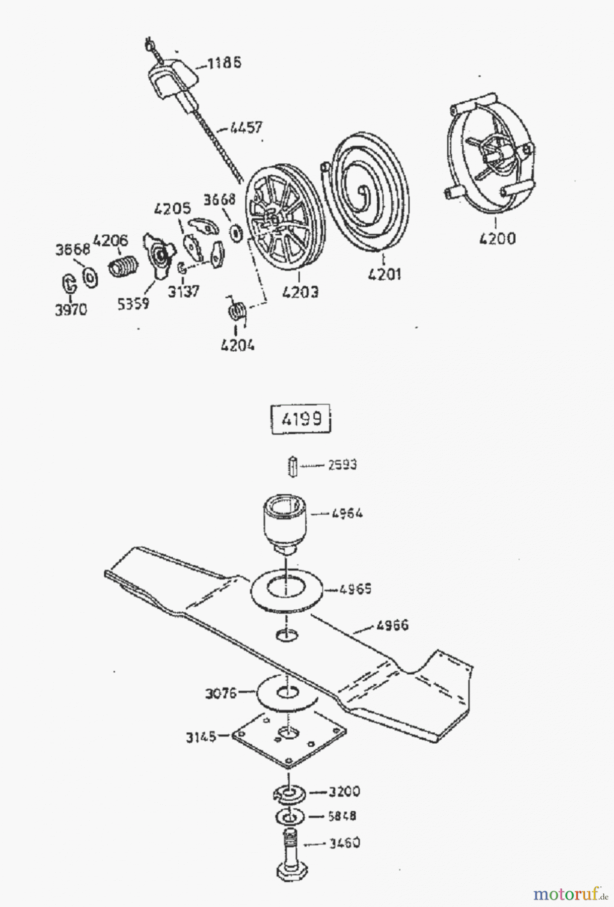  AS-Motor (neu) Rasen Profi-Rasenmäher AS 45 Ausputzmäher AS 45 B2/3 ab FNr. 0076444001 Starter / Messer