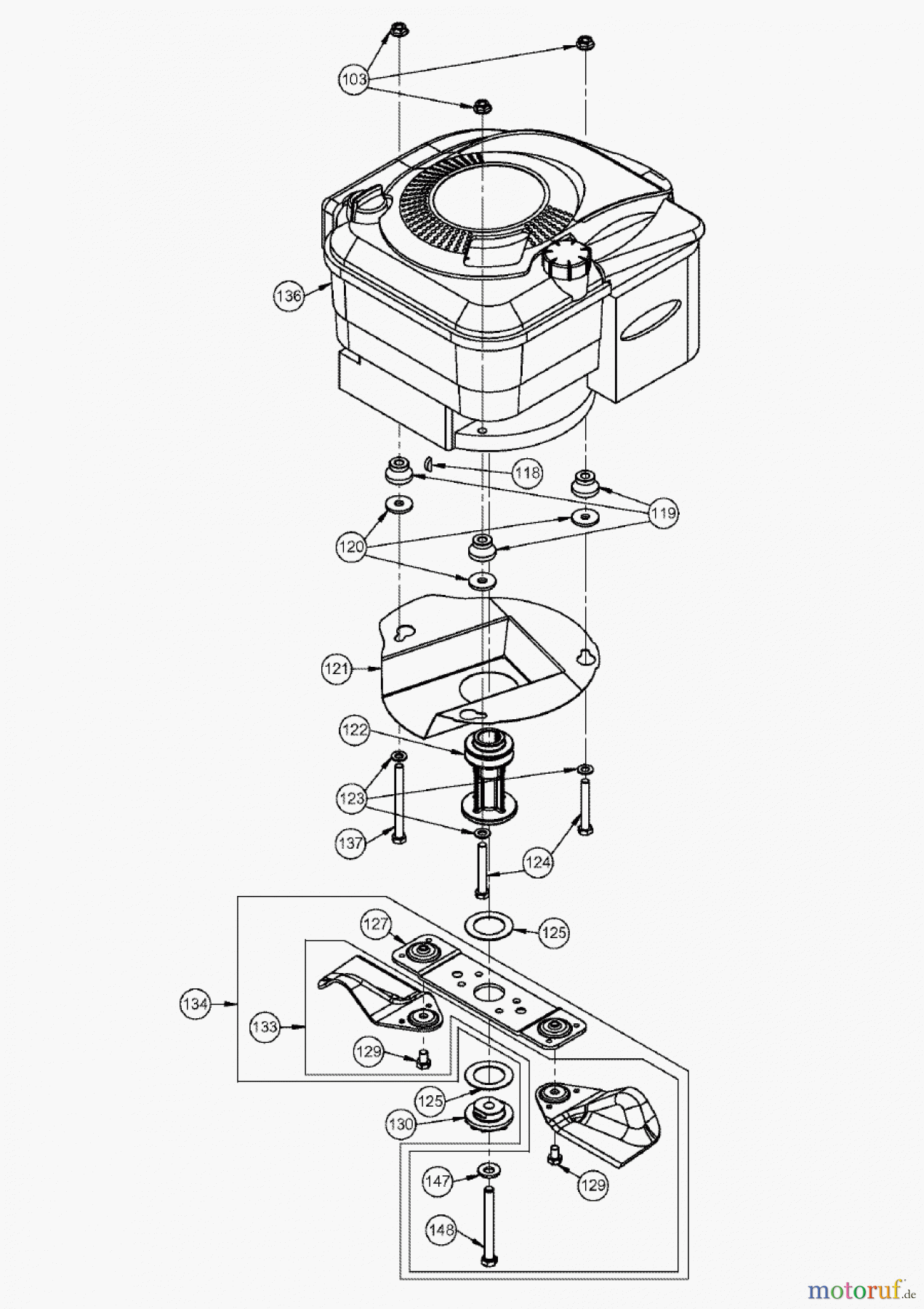 AS-Motor (neu) Rasen Profi-Rasenmäher AS 43 und 47 casa Heckauswurfmäher AS 47 BS Casa ab FNr. 018606404001 Motor und Messer AS 47 BS casa