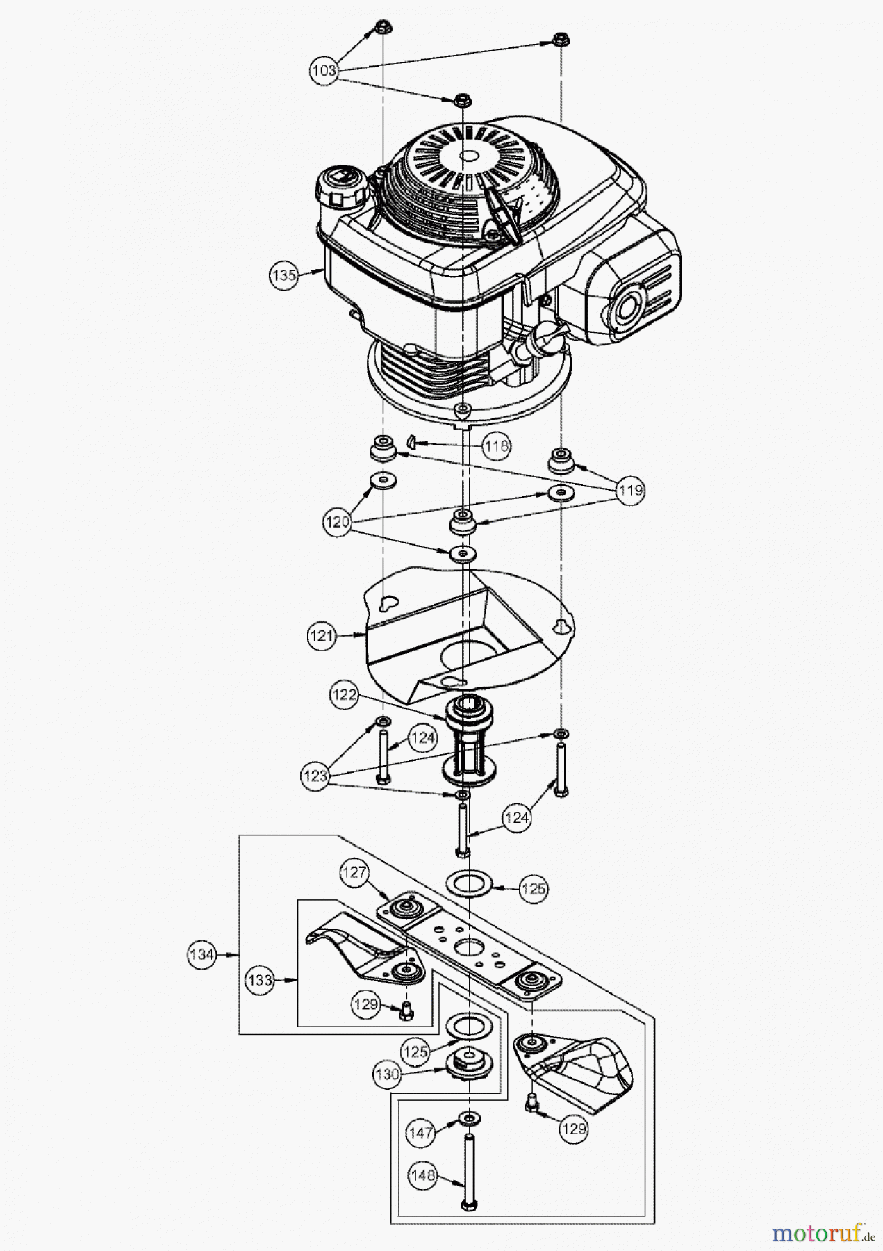 AS-Motor (neu) Rasen Profi-Rasenmäher AS 43 und 47 casa Heckauswurfmäher AS 47 H Casa ab FNr. 018507101001 Motor und Messer AS 47 H casa