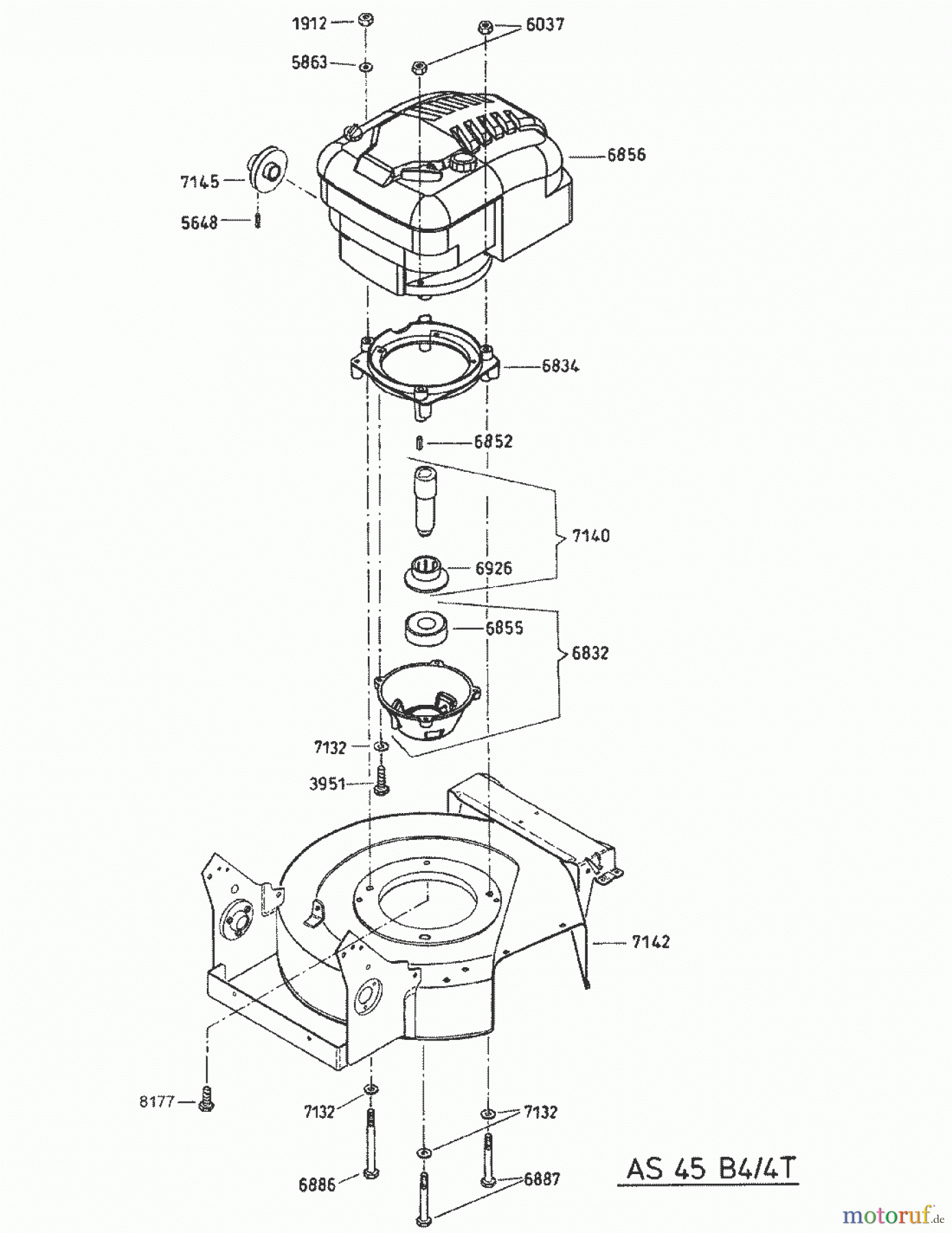  AS-Motor (neu) Rasen Profi-Rasenmäher AS 45 Universal AS 45 B4/4T ab FNr. 01390040400 Grundmotor