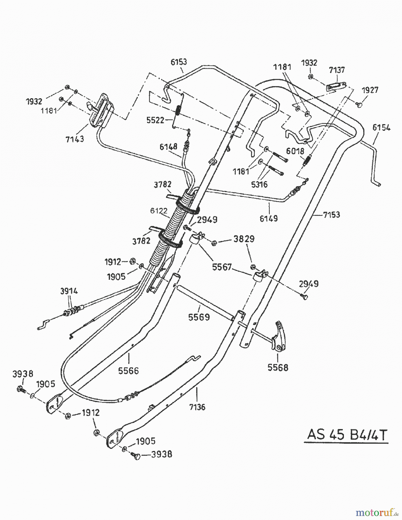 AS-Motor (neu) Rasen Profi-Rasenmäher AS 45 Universal AS 45 B4/4T ab FNr. 01390040400 Holm