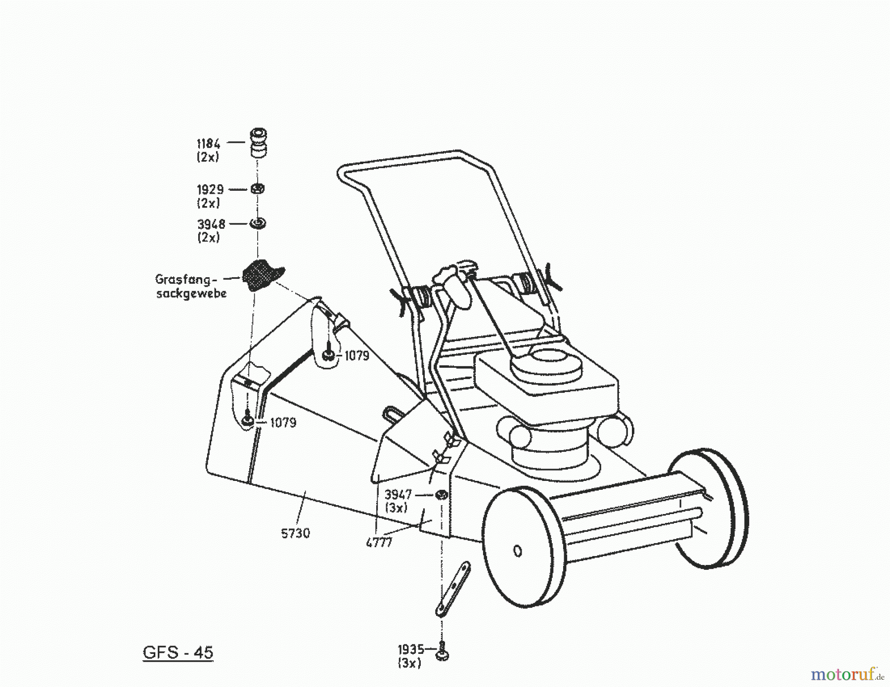 AS-Motor (neu) Rasen Profi-Rasenmäher AS 45 Universal AS 45 B4/4T ab FNr. 01390040400 Fangsack