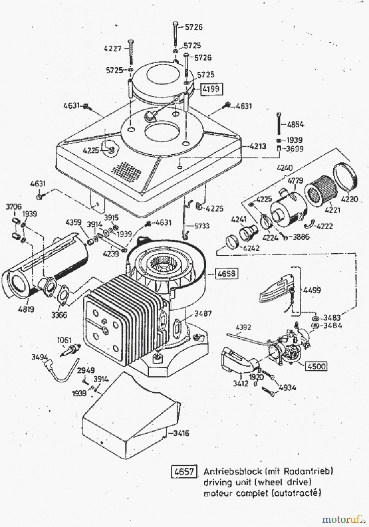 AS-Motor (neu) Rasen Profi-Rasenmäher AS 45 Universal AS 45 B3A ab FNr. 0060111001 Antriebsblock