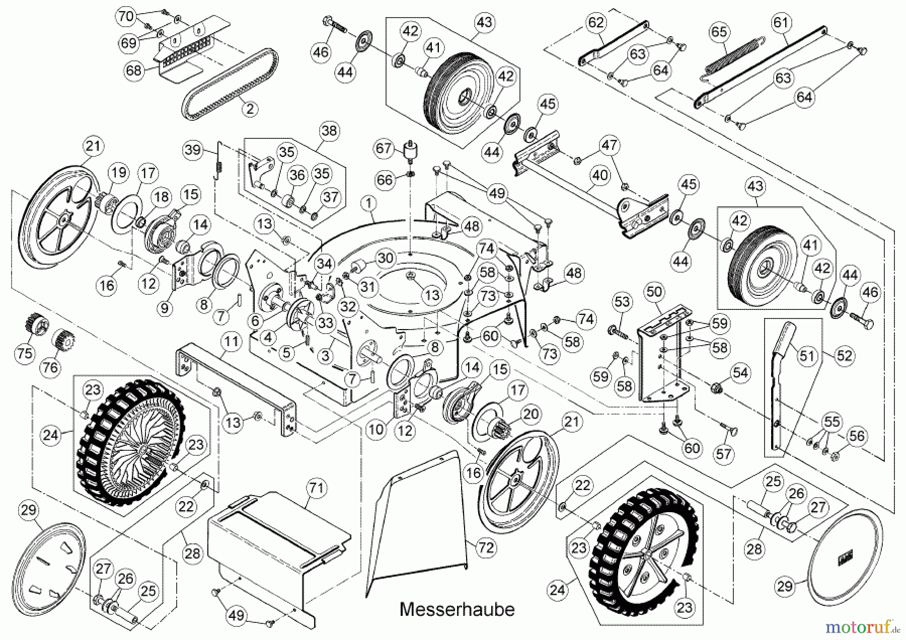 AS-Motor (neu) Rasen Profi-Rasenmäher AS 45 Universal AS 45 B4 ab FNr. 007709060001 Messerhaube