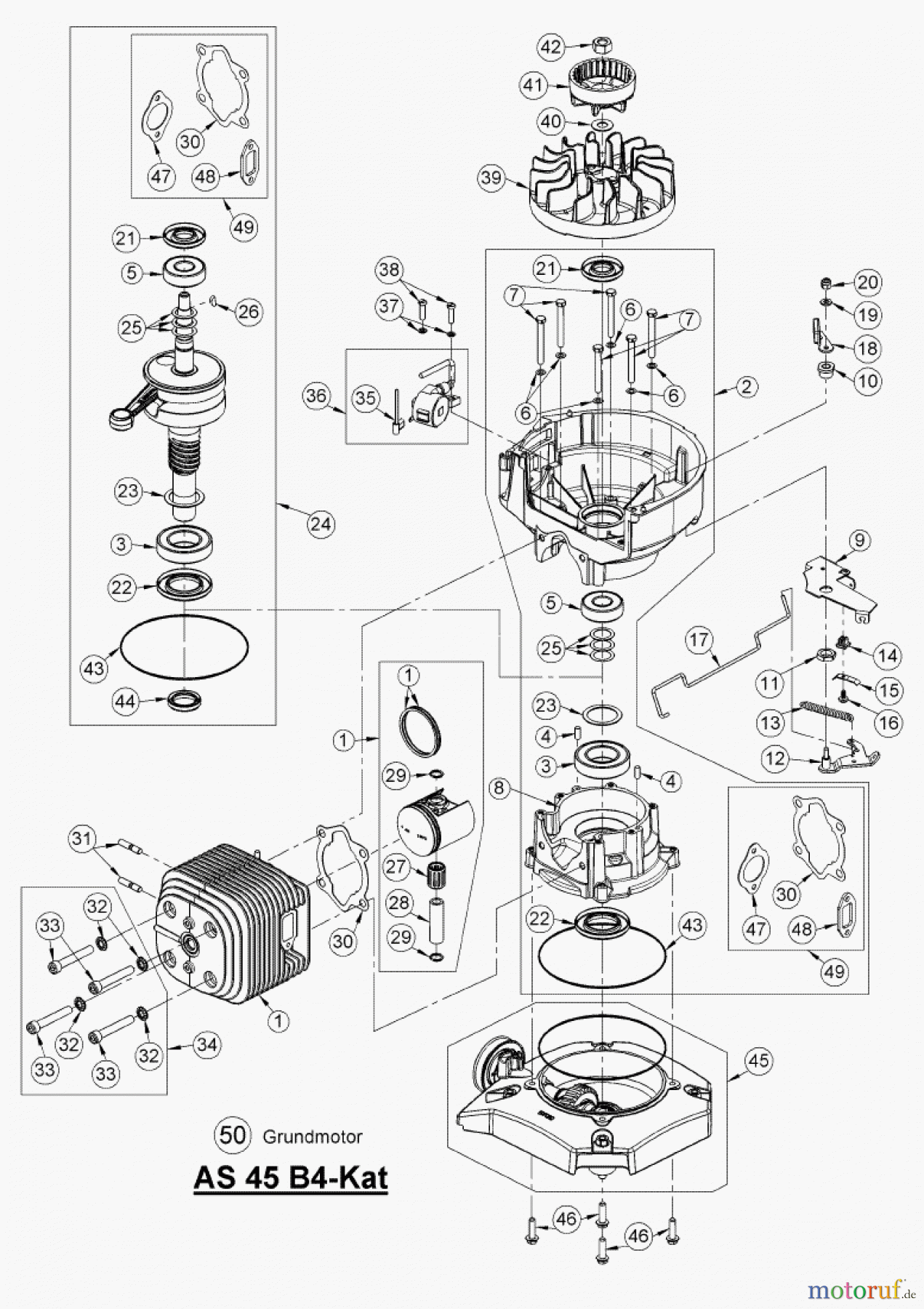 AS-Motor (neu) Rasen Profi-Rasenmäher AS 45 Universal AS 45 B4-Kat ab FNr. 021008050001 Grundmotor
