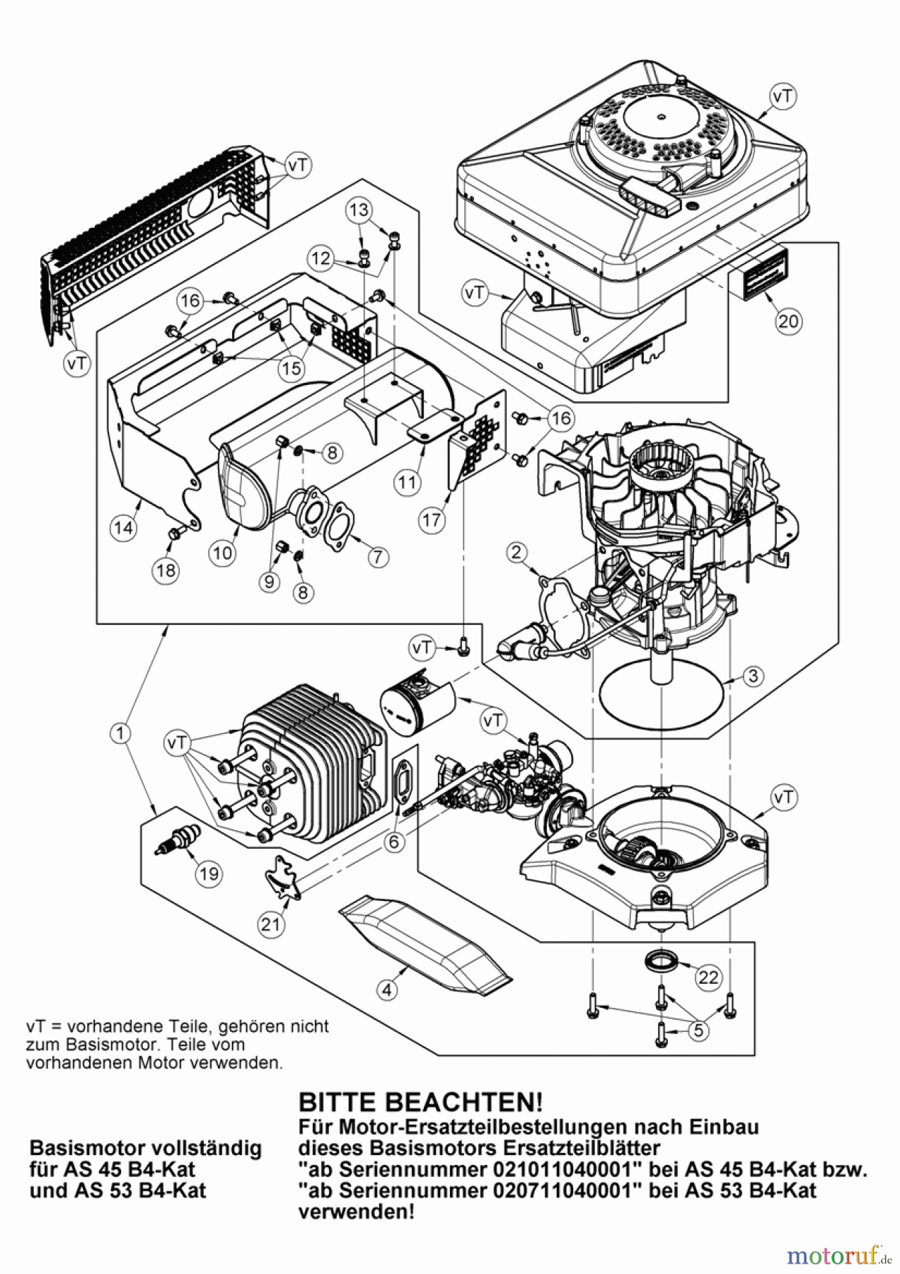 AS-Motor (neu) Rasen Profi-Rasenmäher AS 45 Universal AS 45 B4-Kat ab FNr. 021008050001 Basismotor