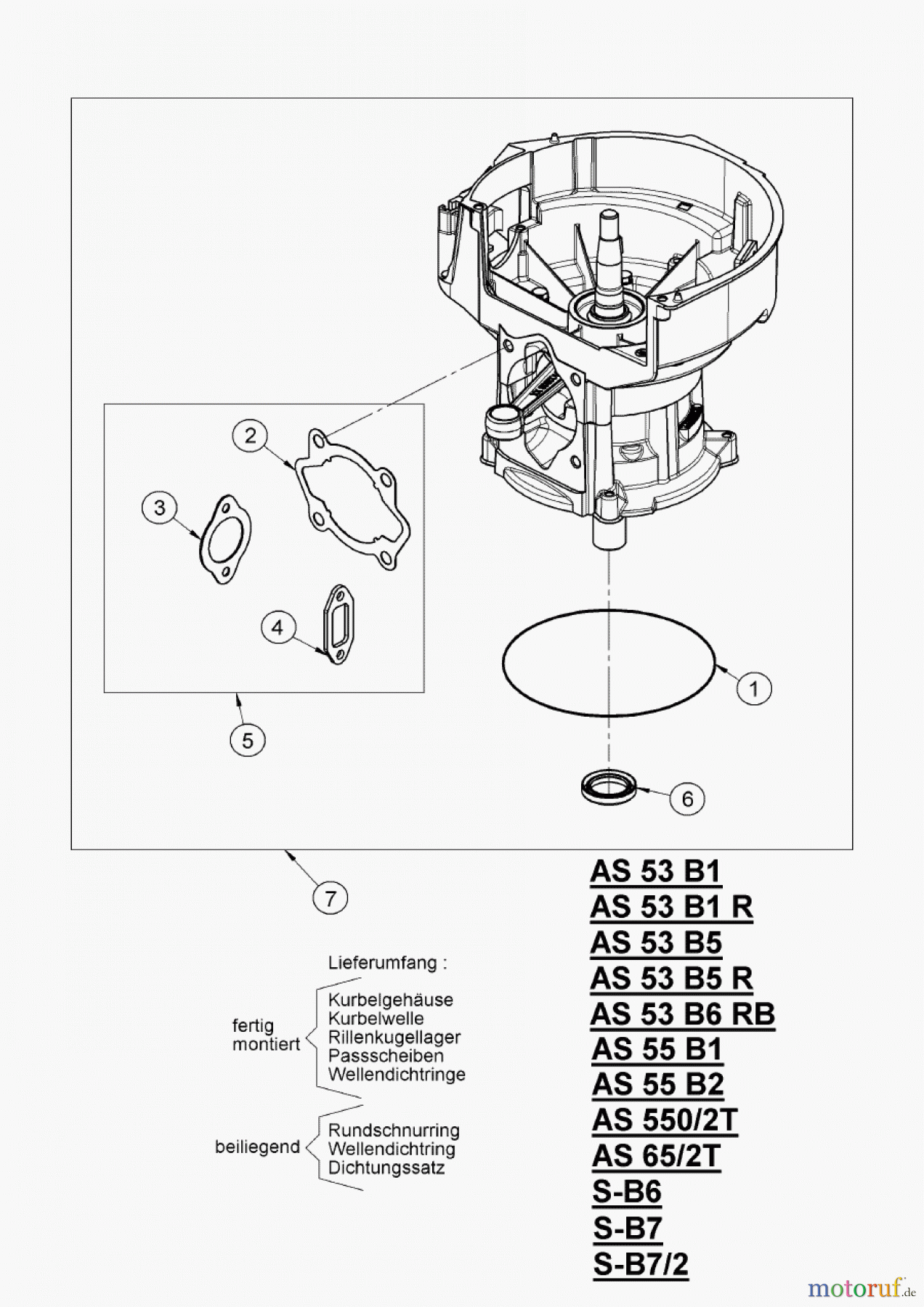 AS-Motor (neu) Rasen Profi-Rasenmäher AS 55 Heckauswurf AS 55 B1 ab FNr. 0130833001 Rumpfmotor