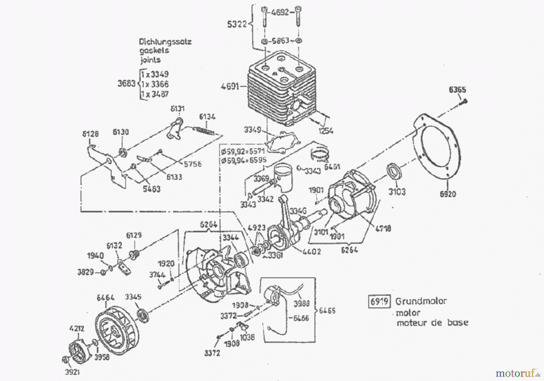  AS-Motor (neu) Rasen Profi-Rasenmäher AS 55 Heckauswurf AS 55 B1 ab FNr. 0130833001 Grundmotor