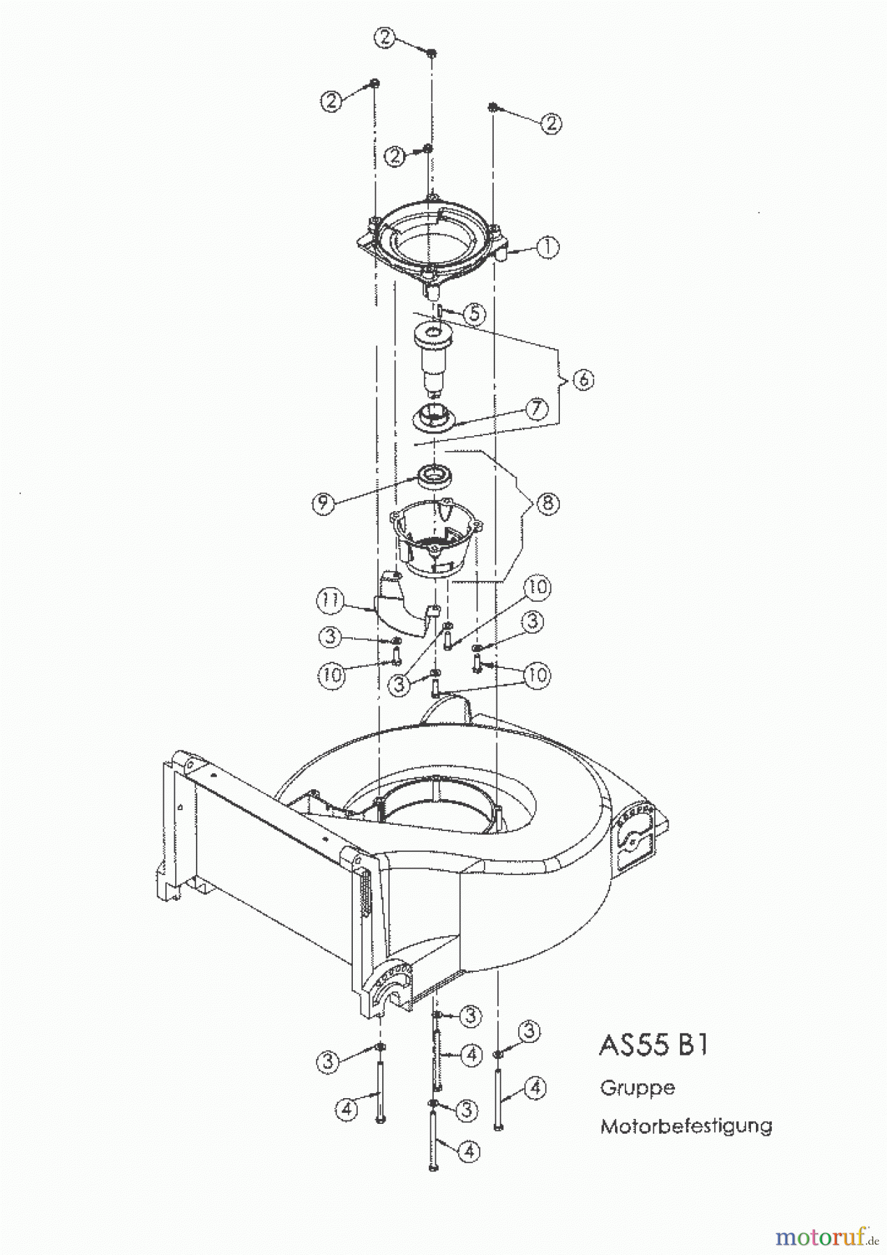 AS-Motor (neu) Rasen Profi-Rasenmäher AS 55 Heckauswurf AS 55 B1 ab FNr. 0130833001 Motorbefestigung