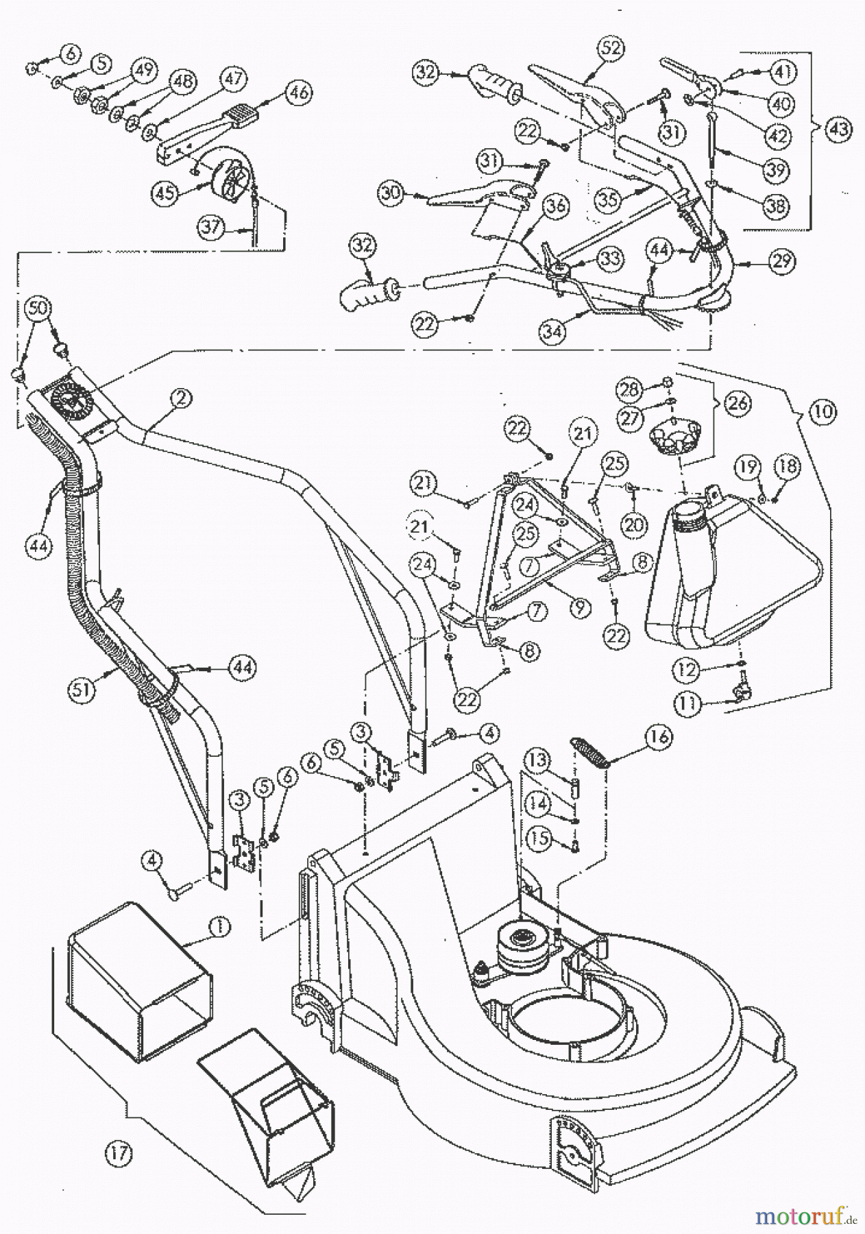 AS-Motor (neu) Rasen Profi-Rasenmäher AS 55 Heckauswurf AS 55 B1 ab FNr. 0130833001 Holm