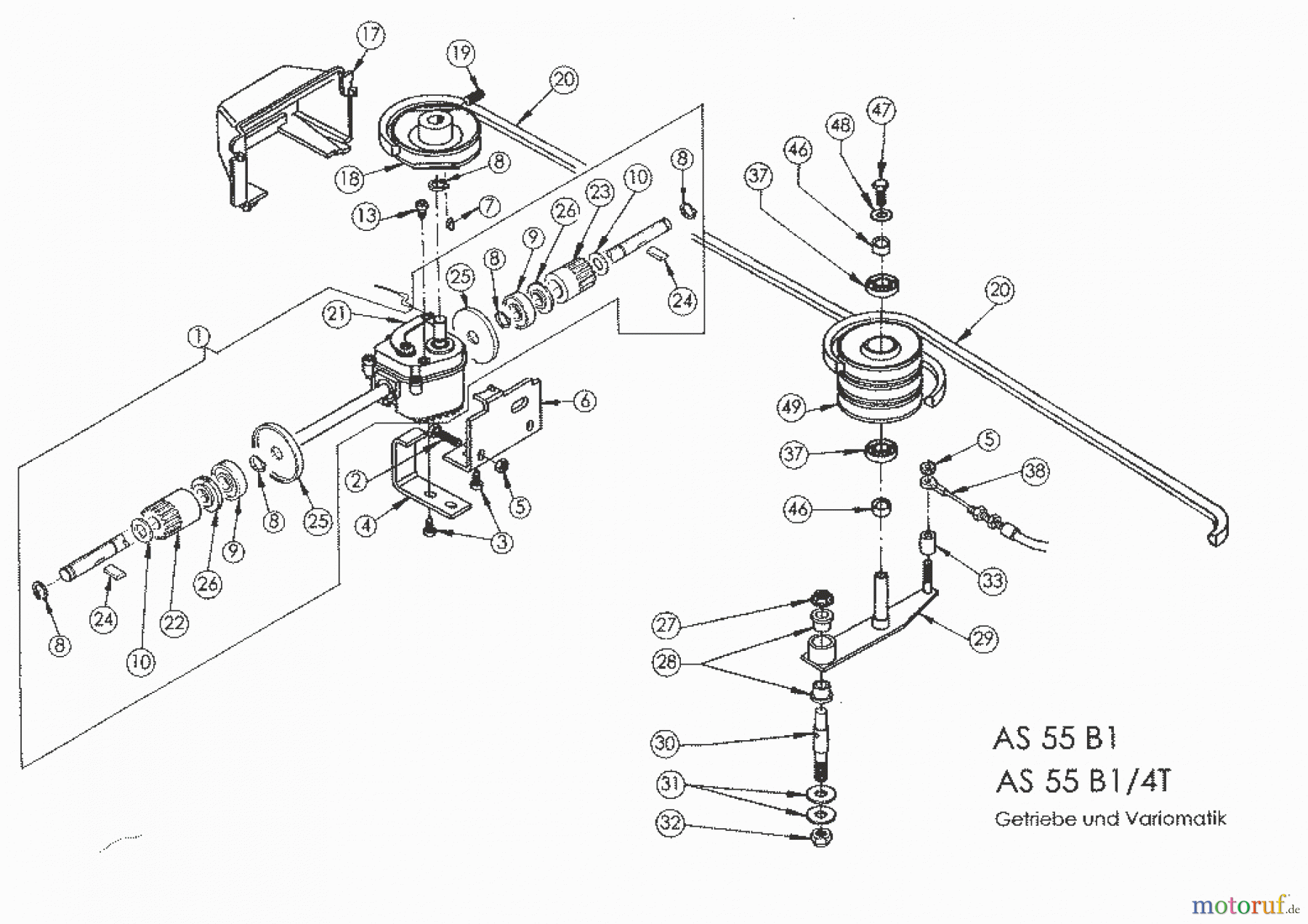 AS-Motor (neu) Rasen Profi-Rasenmäher AS 55 Heckauswurf AS 55 B1/4T ab FNr. 0131833001 Variomatik