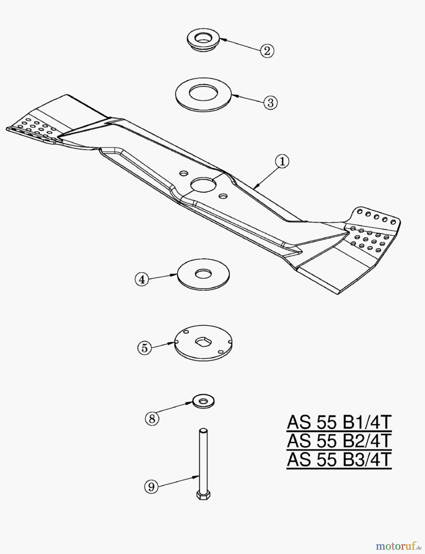 AS-Motor (neu) Rasen Profi-Rasenmäher AS 55 Heckauswurf AS 55 B2/4T ab FNr. 014802303001 Messer