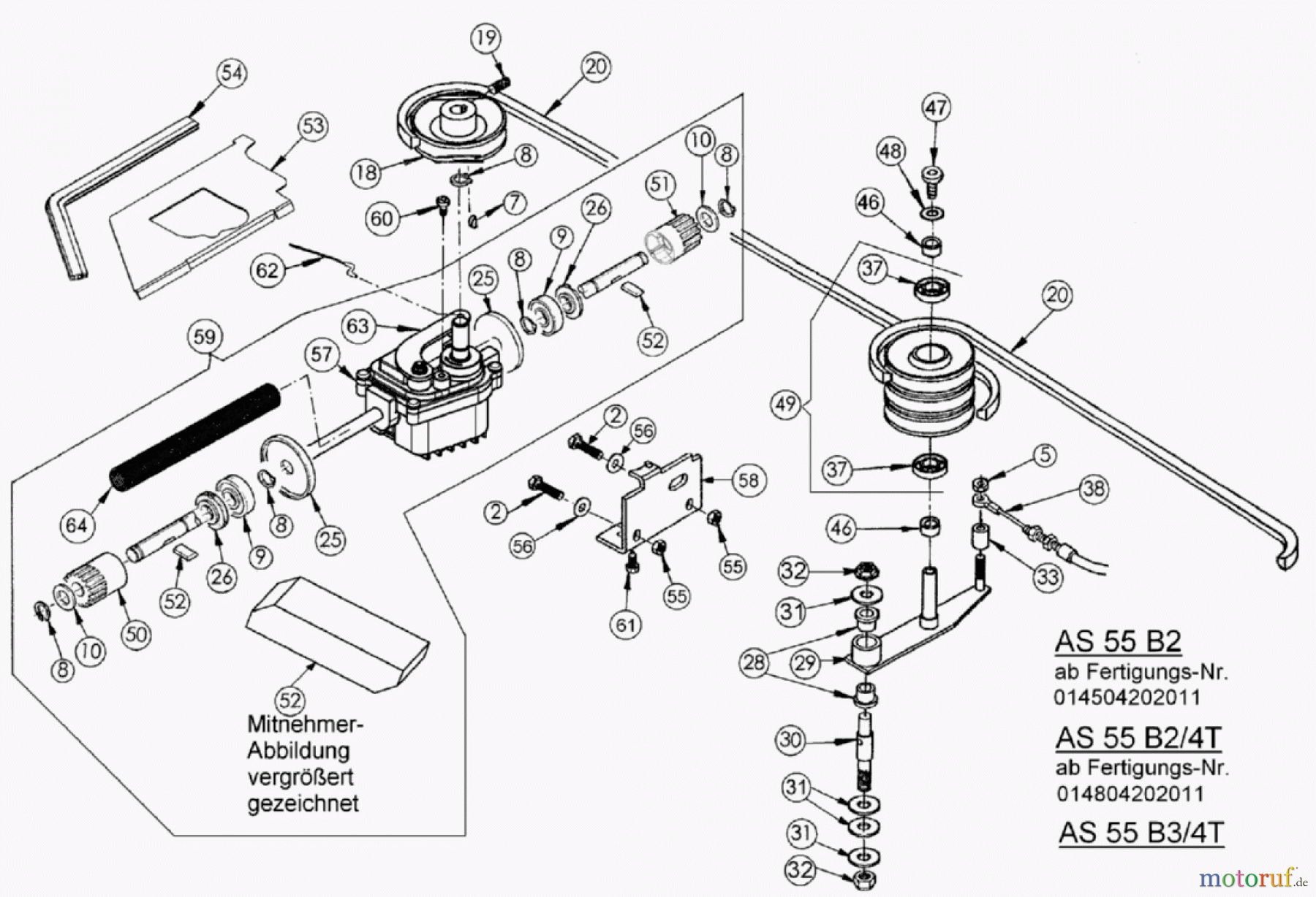 AS-Motor (neu) Rasen Profi-Rasenmäher AS 55 Heckauswurf AS 55 B3/4T ab FNr. 016504404001 Getriebe und Variomatik