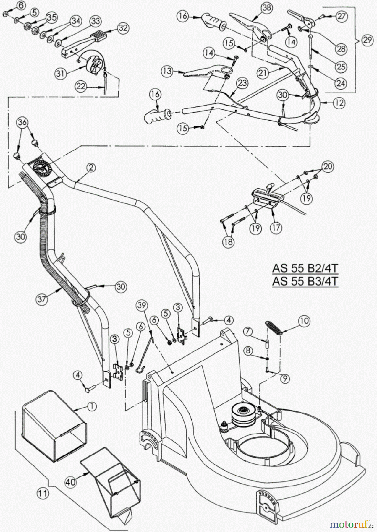 AS-Motor (neu) Rasen Profi-Rasenmäher AS 55 Heckauswurf AS 55 B3/4T ab FNr. 016504404001 Lenkholm
