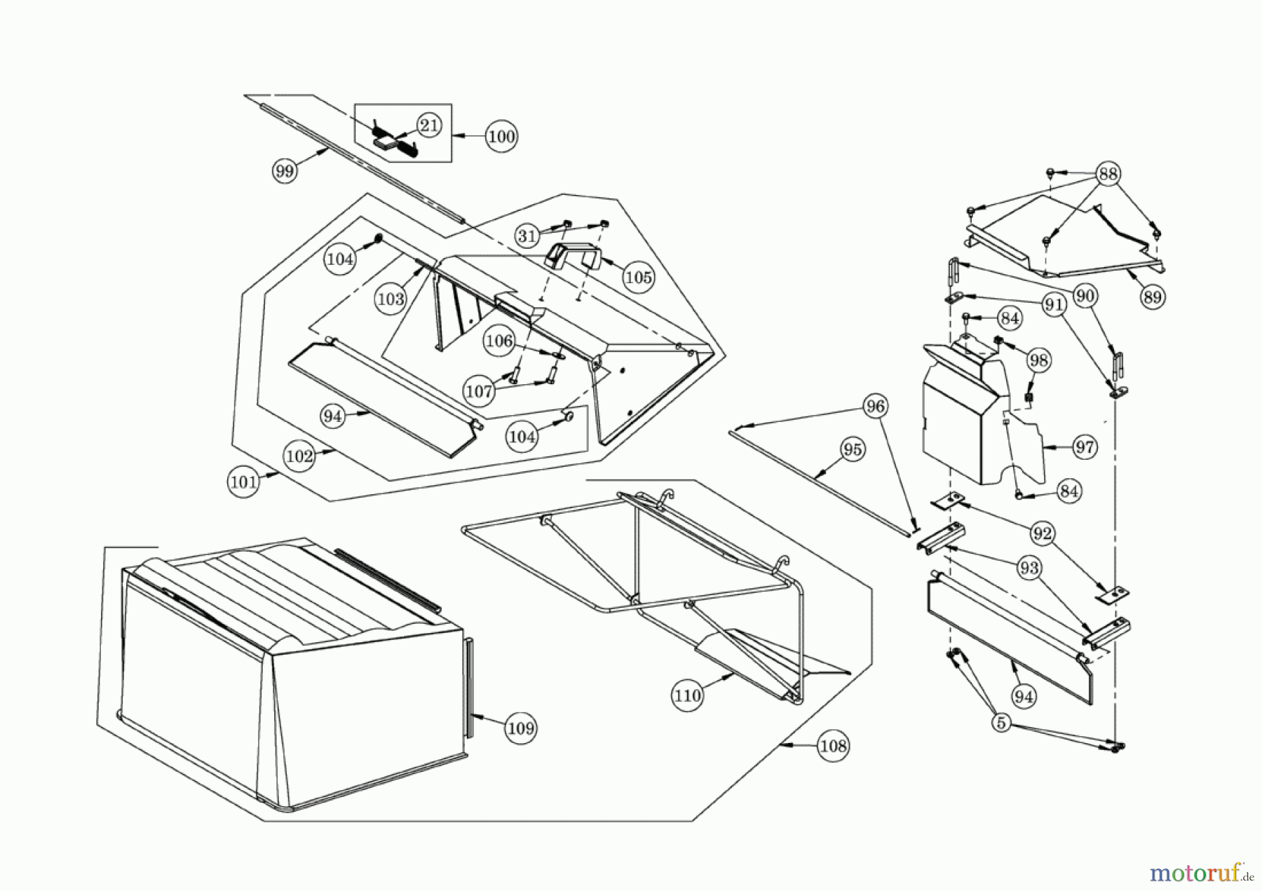 AS-Motor (neu) Rasen Profi-Rasenmäher AS 550 Heckauswurf AS 550/4T ab FNr. 01700520200 Schutzeinrichtungen und Grasfangkorb