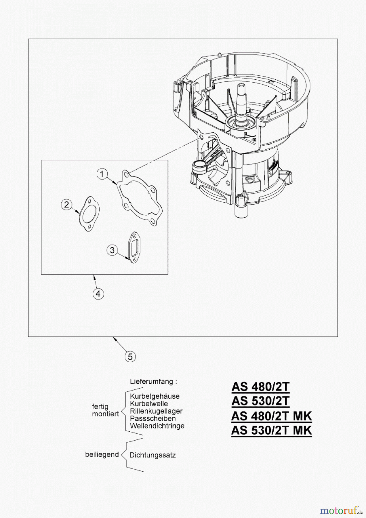 AS-Motor (neu) Rasen Profi-Rasenmäher AS 480 Heckauswurf AS 480/2T ab FNr. 018907202001 Rumpfmotor