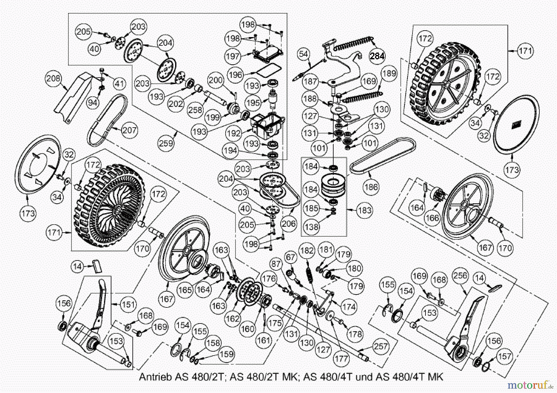 AS-Motor (neu) Rasen Profi-Rasenmäher AS 480 Heckauswurf AS 480/4T ab FNr. 019107202001 Antrieb