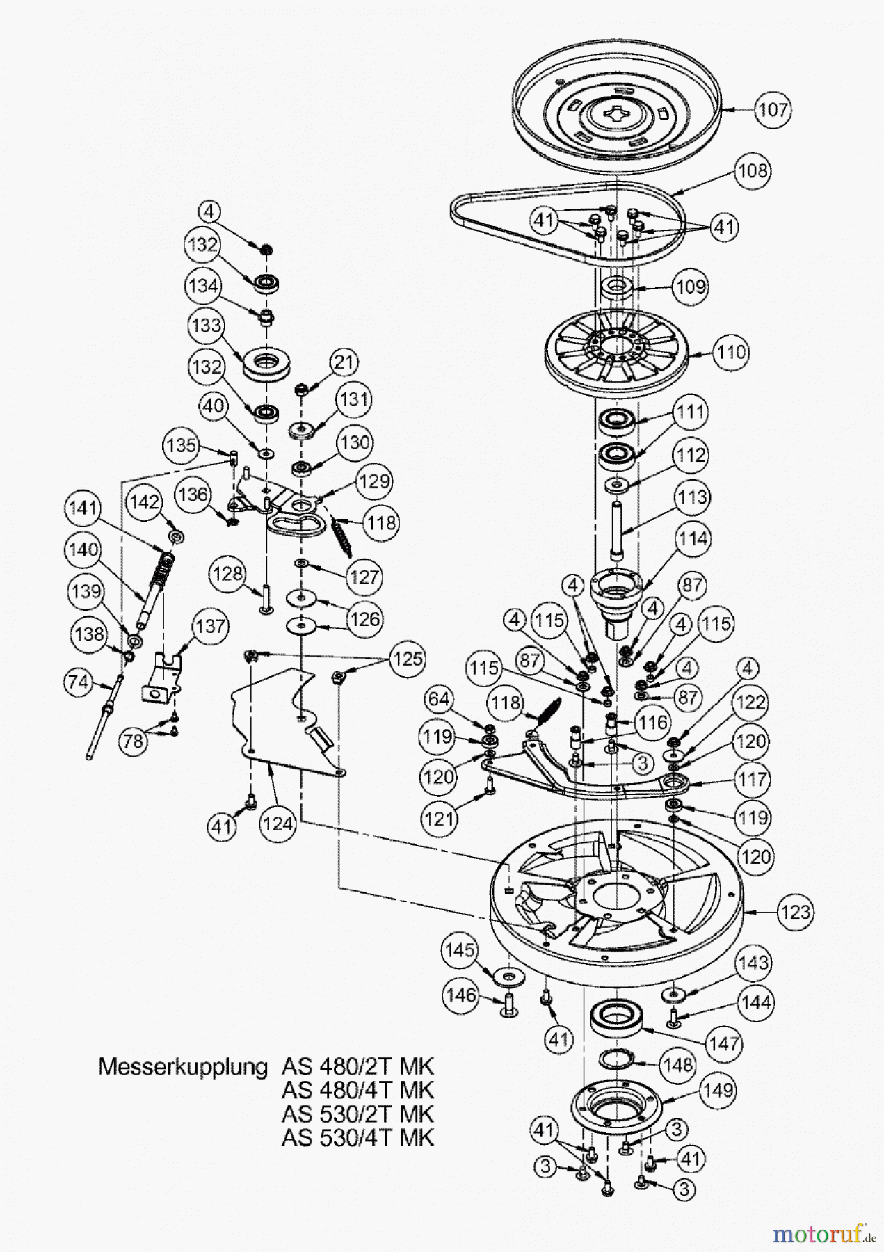 AS-Motor (neu) Rasen Profi-Rasenmäher AS 480 Heckauswurf AS 480/4T MK ab FNr. 019207202001 Messerkupplung