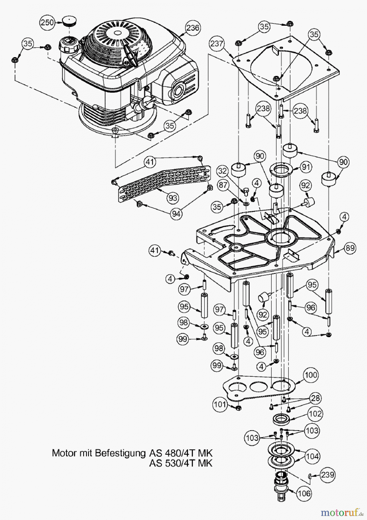  AS-Motor (neu) Rasen Profi-Rasenmäher AS 480 Heckauswurf AS 480/4T MK ab FNr. 019207202001 Motor mit Befestigung