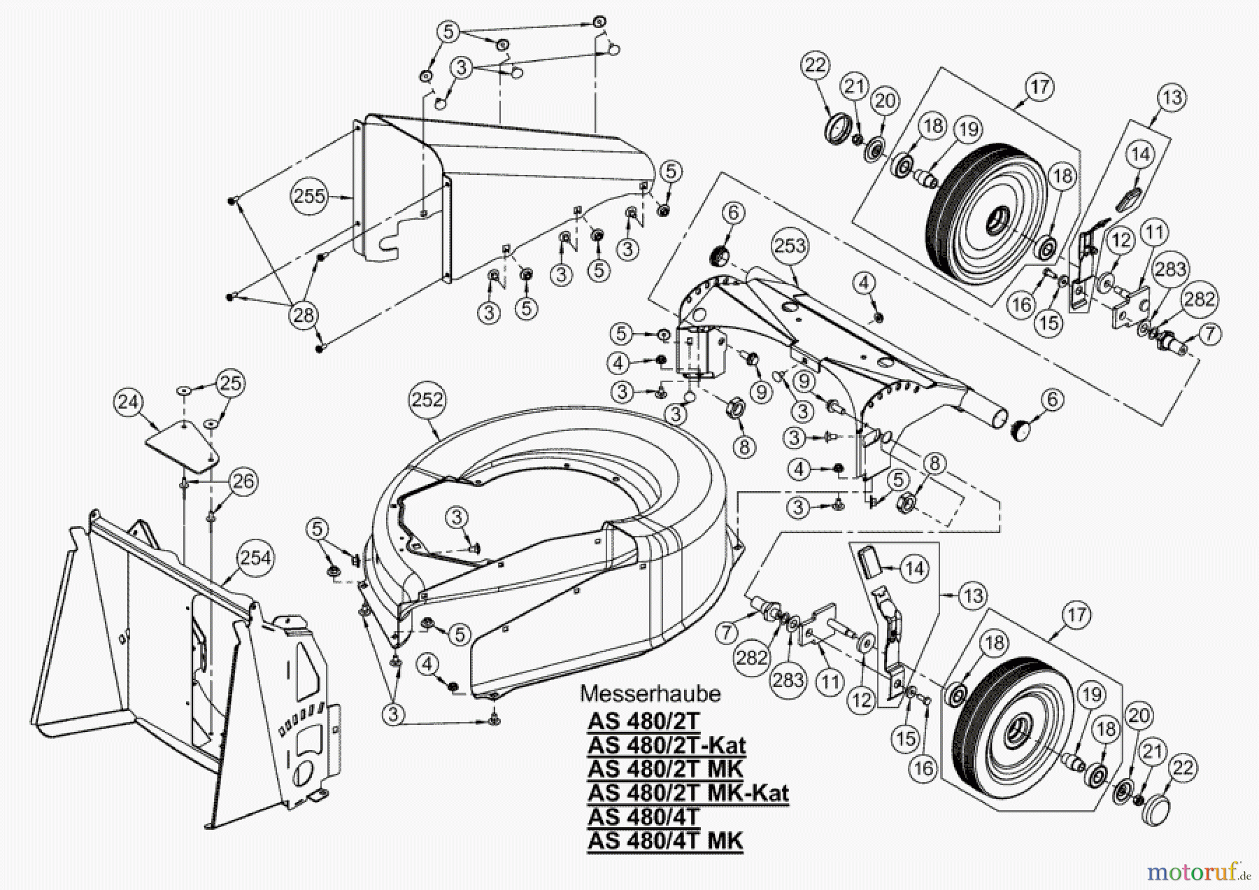 AS-Motor (neu) Rasen Profi-Rasenmäher AS 480 Heckauswurf AS 480/2T cat ab FNr. 020308050001 Messerhaube