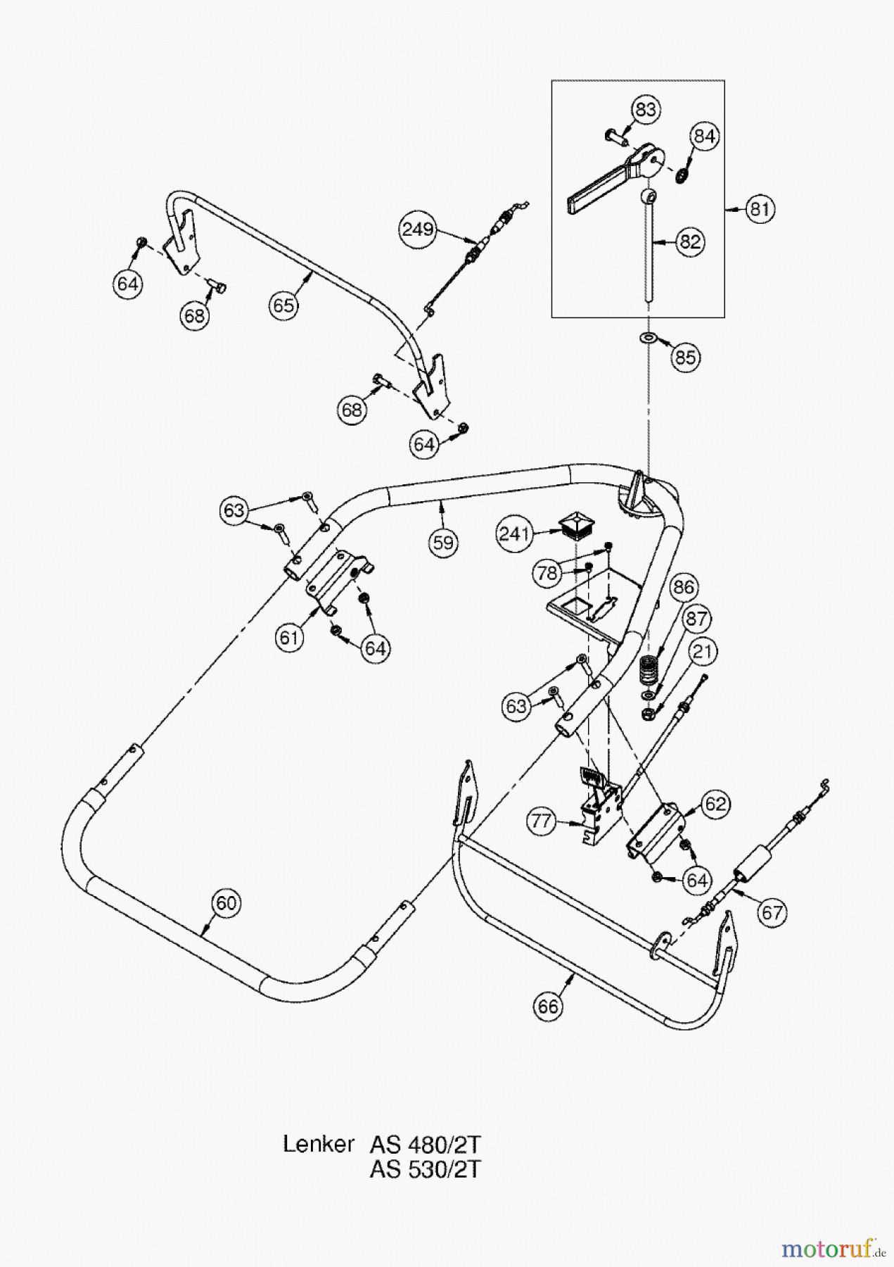 AS-Motor (neu) Rasen Profi-Rasenmäher AS 480 Heckauswurf AS 480/2T cat ab FNr. 020308050001 Lenker