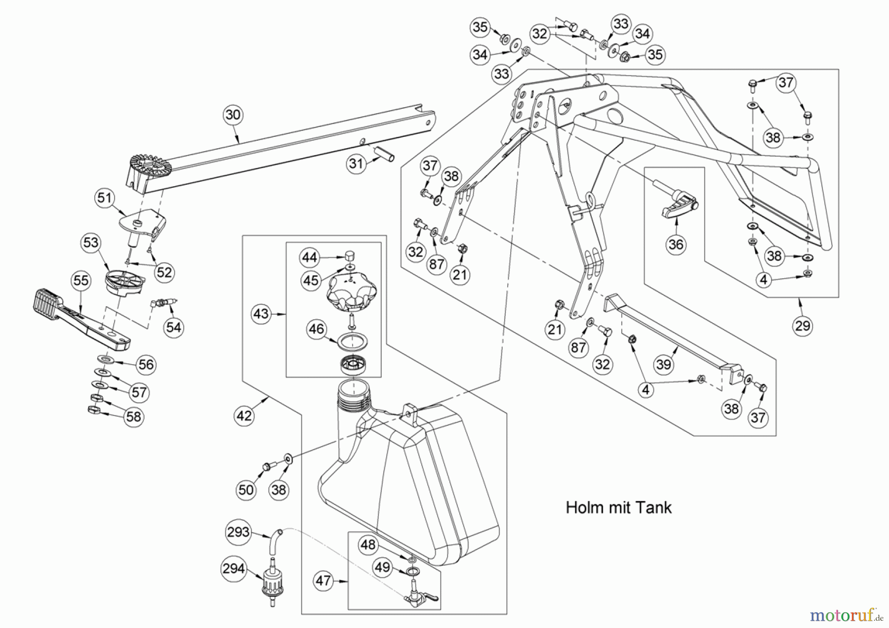 AS-Motor (neu) Rasen Profi-Rasenmäher AS 480 Heckauswurf AS 480/2T cat ab FNr. 020308050001 Holm mit Tank