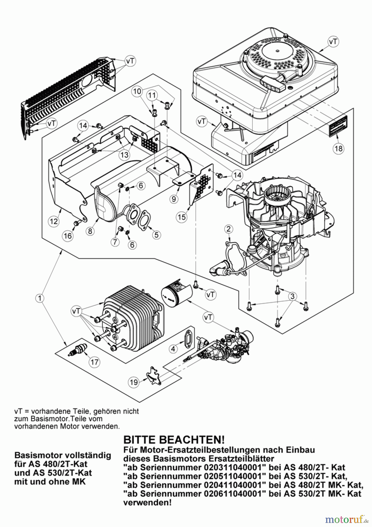 AS-Motor (neu) Rasen Profi-Rasenmäher AS 480 Heckauswurf AS 480/2T cat ab FNr. 020308050001 Basismotor