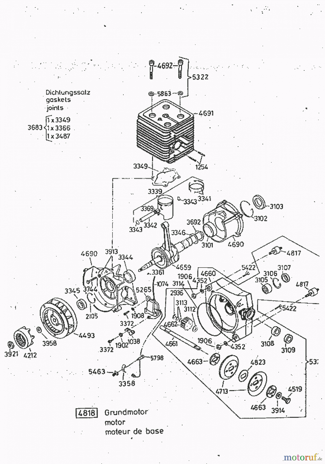 AS-Motor (neu) Rasen Profi-Rasenmäher AS 53 Standard AS 53 B2 ab FNr. 0050933001 Grundmotor