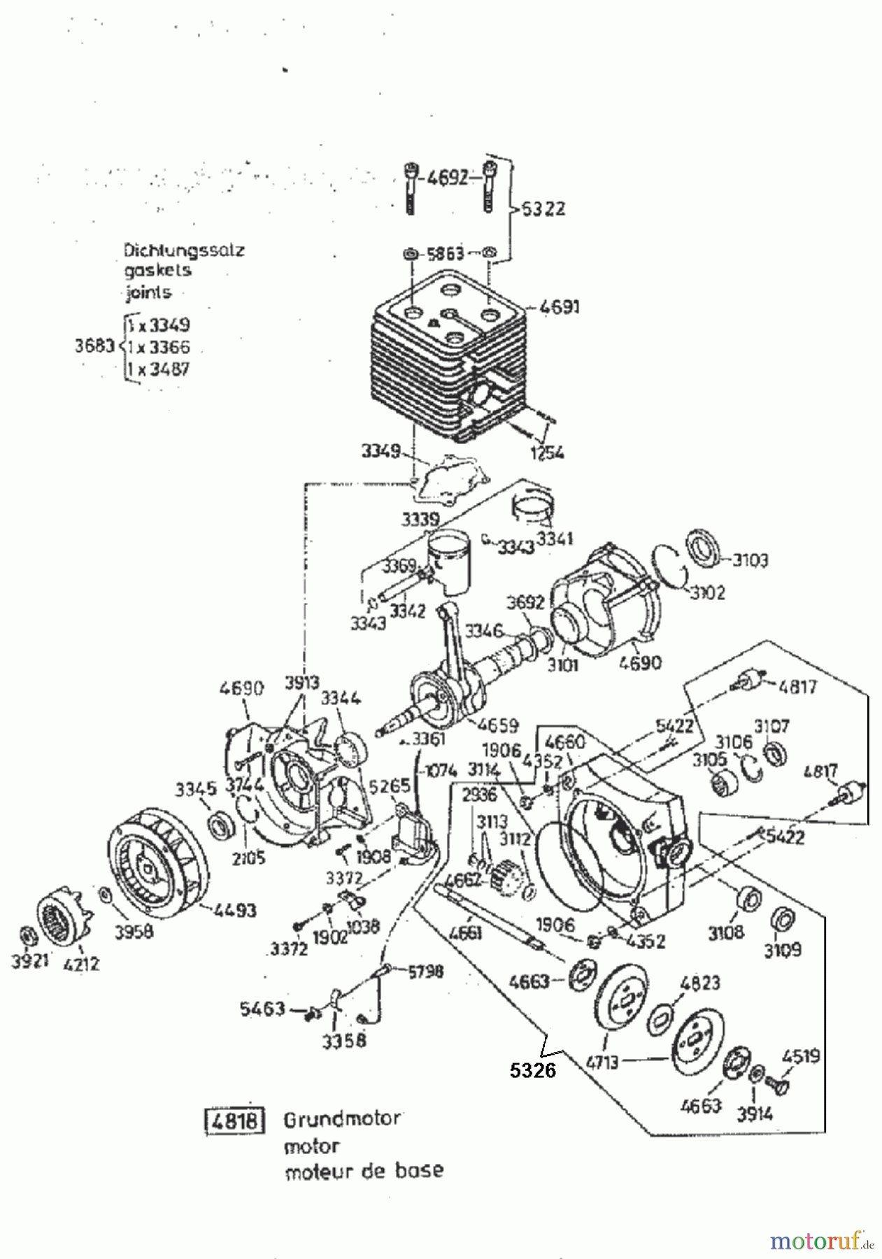 AS-Motor (neu) Rasen Profi-Rasenmäher AS 53 Standard AS 53 B3 ab FNr. 0062111001 Grundmotor