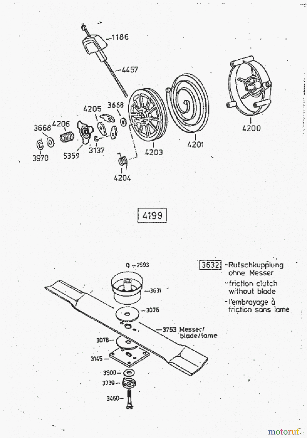 AS-Motor (neu) Rasen Profi-Rasenmäher AS 53 Standard AS 53 B3 ab FNr. 0062111001 Starter / Messer