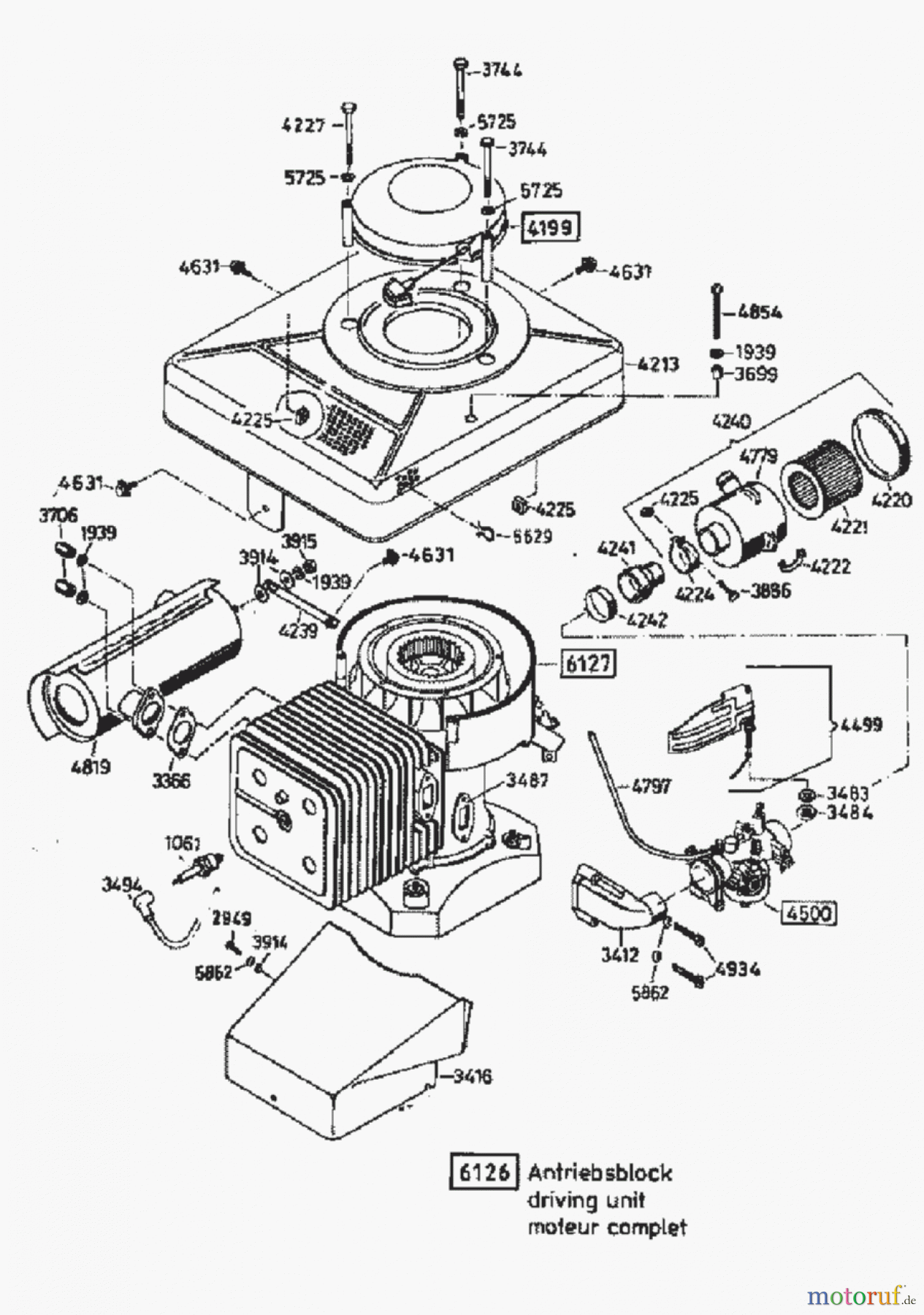 AS-Motor (neu) Rasen Profi-Rasenmäher AS 53 Standard AS 53 B4 ab FNr. 007901404001 Antriebsblock