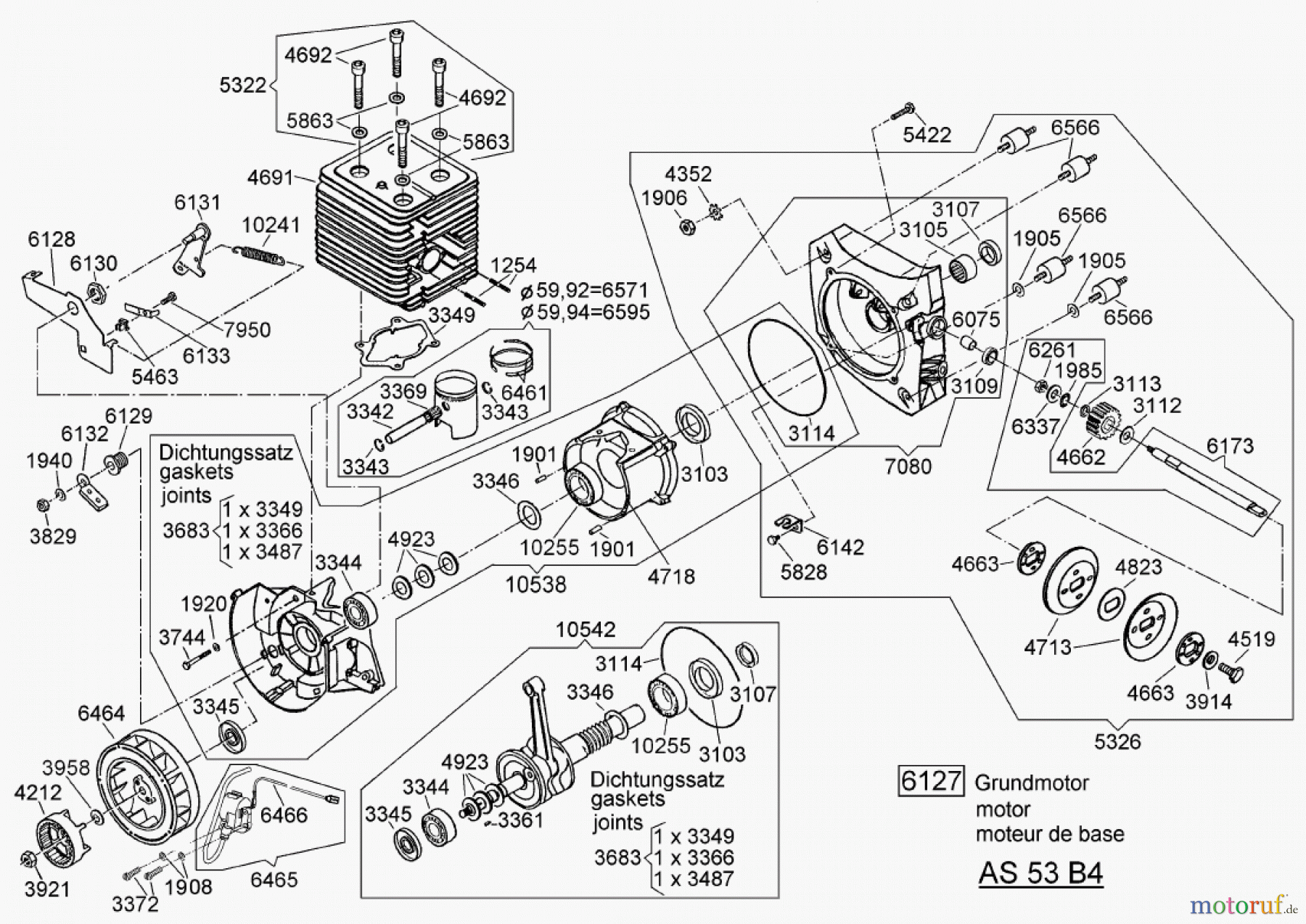 AS-Motor (neu) Rasen Profi-Rasenmäher AS 53 Standard AS 53 B4 ab FNr. 007901404001 Grundmotor