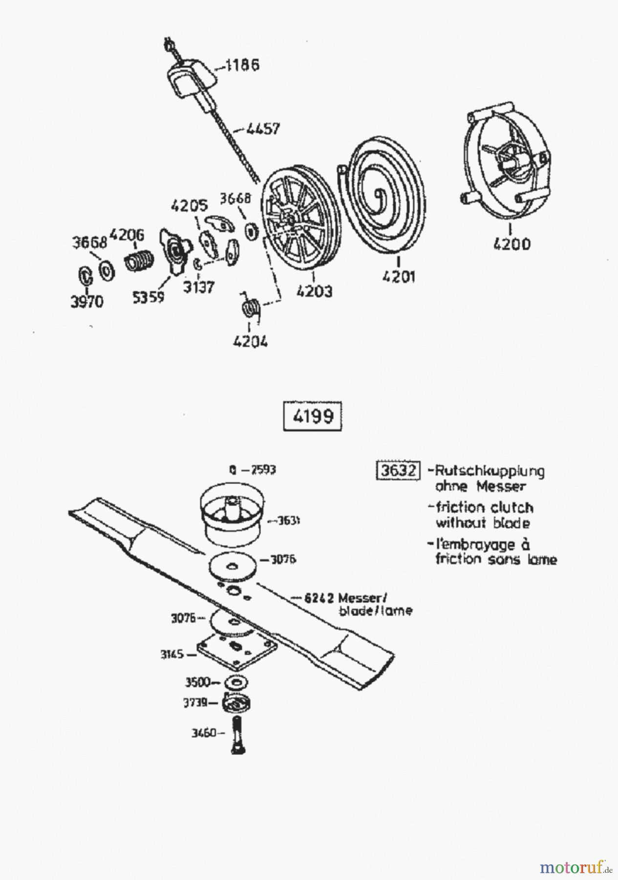 AS-Motor (neu) Rasen Profi-Rasenmäher AS 53 Standard AS 53 B4 ab FNr. 007901404001 Starter / Messer