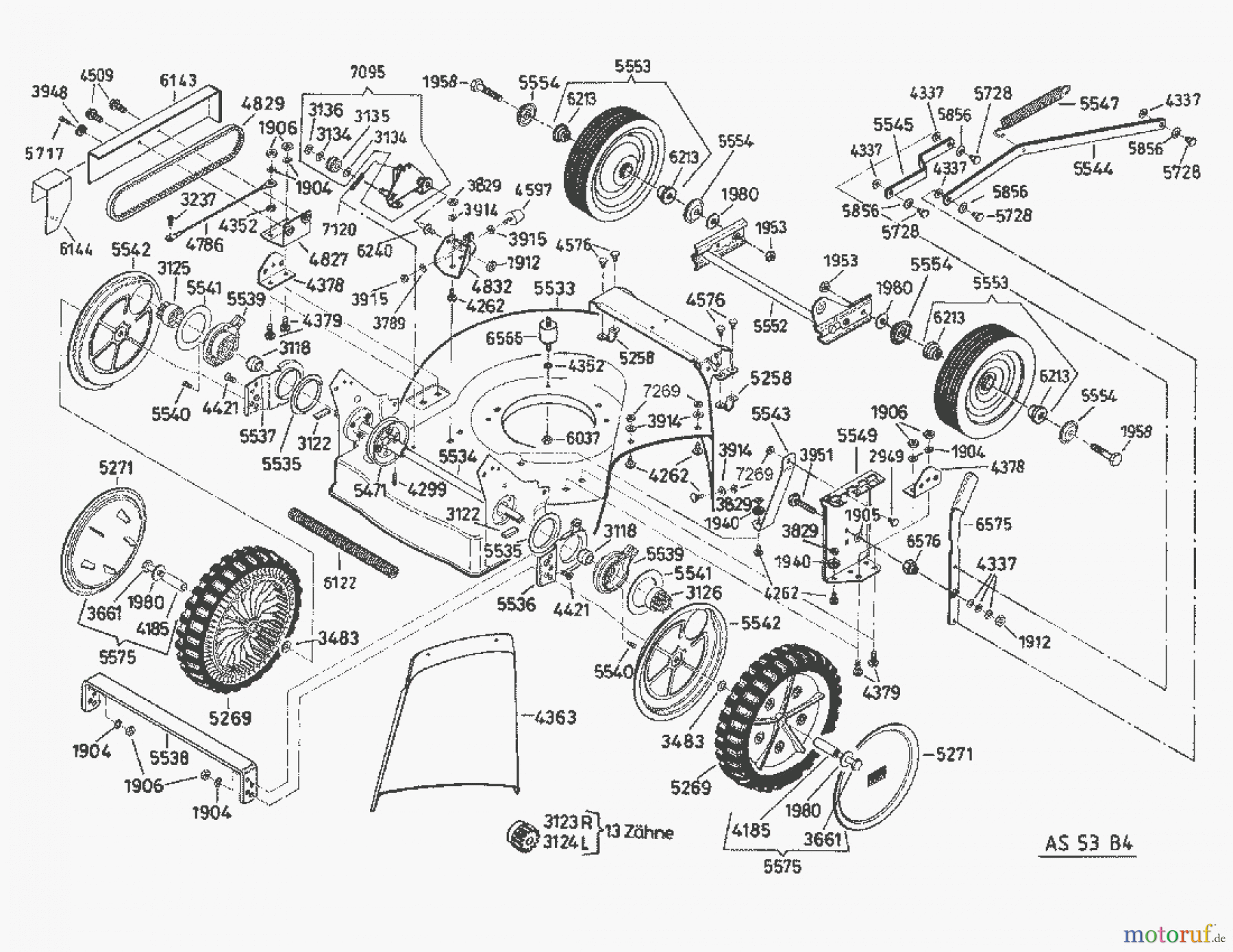 AS-Motor (neu) Rasen Profi-Rasenmäher AS 53 Standard AS 53 B4 ab FNr. 007901404001 Gehäuse