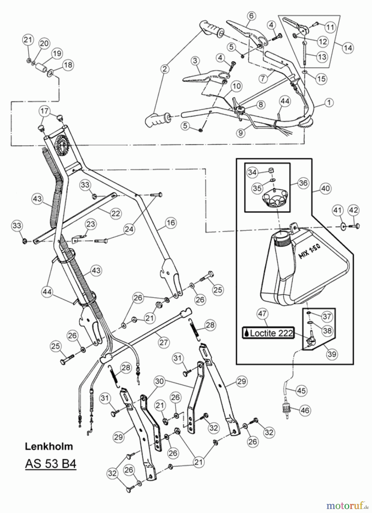 AS-Motor (neu) Rasen Profi-Rasenmäher AS 53 Standard AS 53 B4 ab FNr. 007901404001 Holm