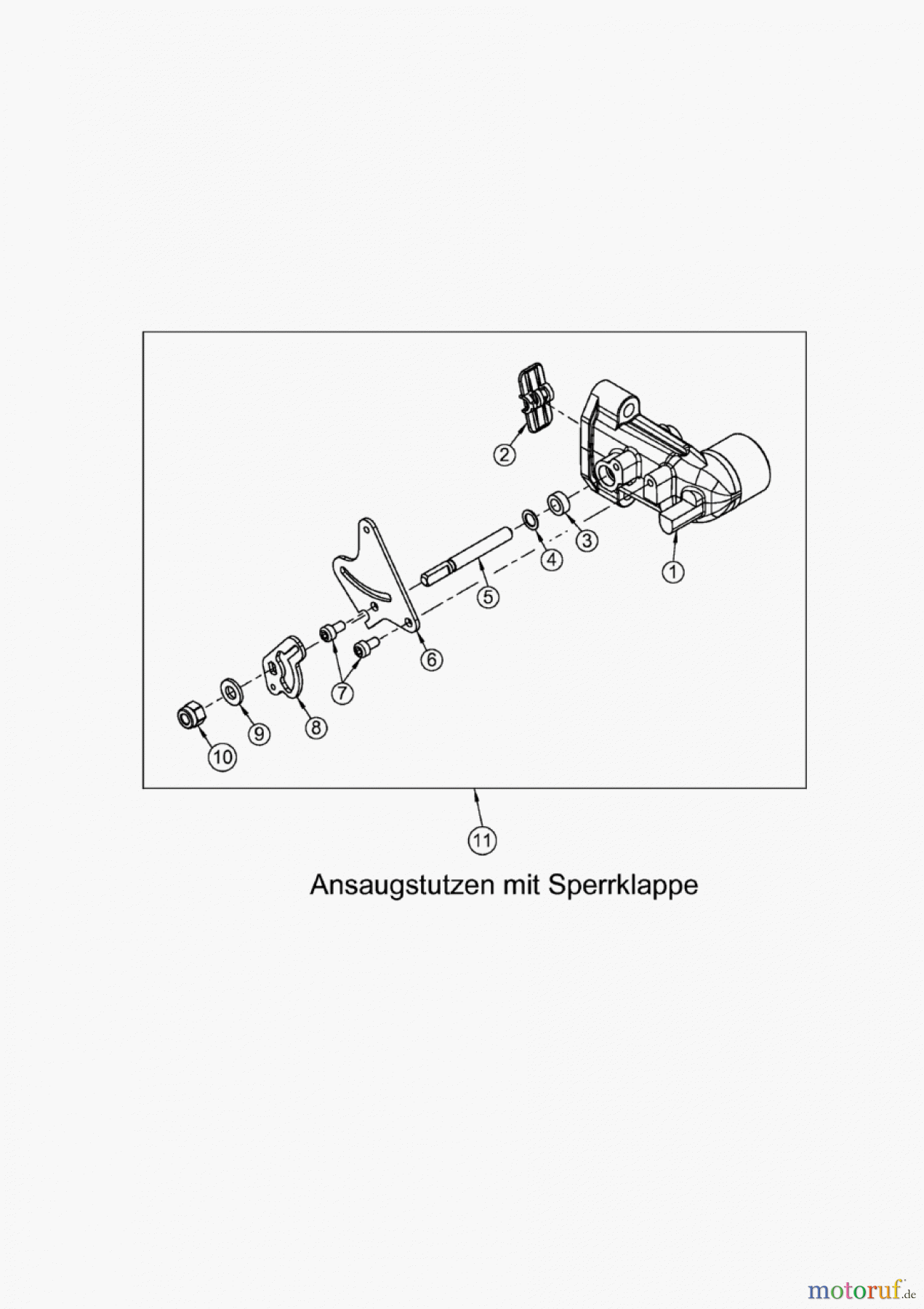 AS-Motor (neu) Rasen Profi-Rasenmäher AS 53 Standard AS 53 2T und AS 53 B4-cat ab FNr. 020708040001 Ansaugstutzen mit Sperrklappe