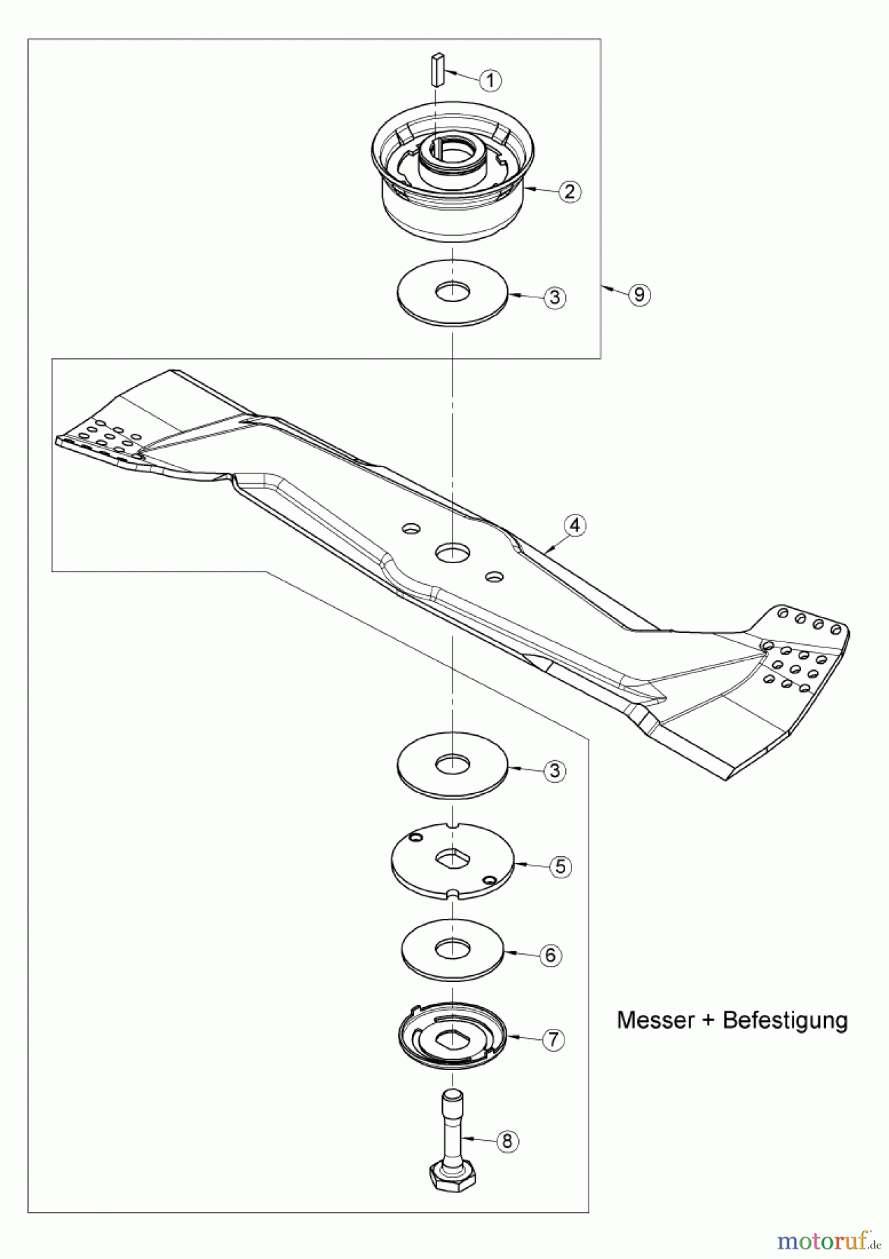 AS-Motor (neu) Rasen Profi-Rasenmäher AS 53 Standard AS 53 2T und AS 53 B4-cat ab FNr. 020708040001 Messer + Befestigung