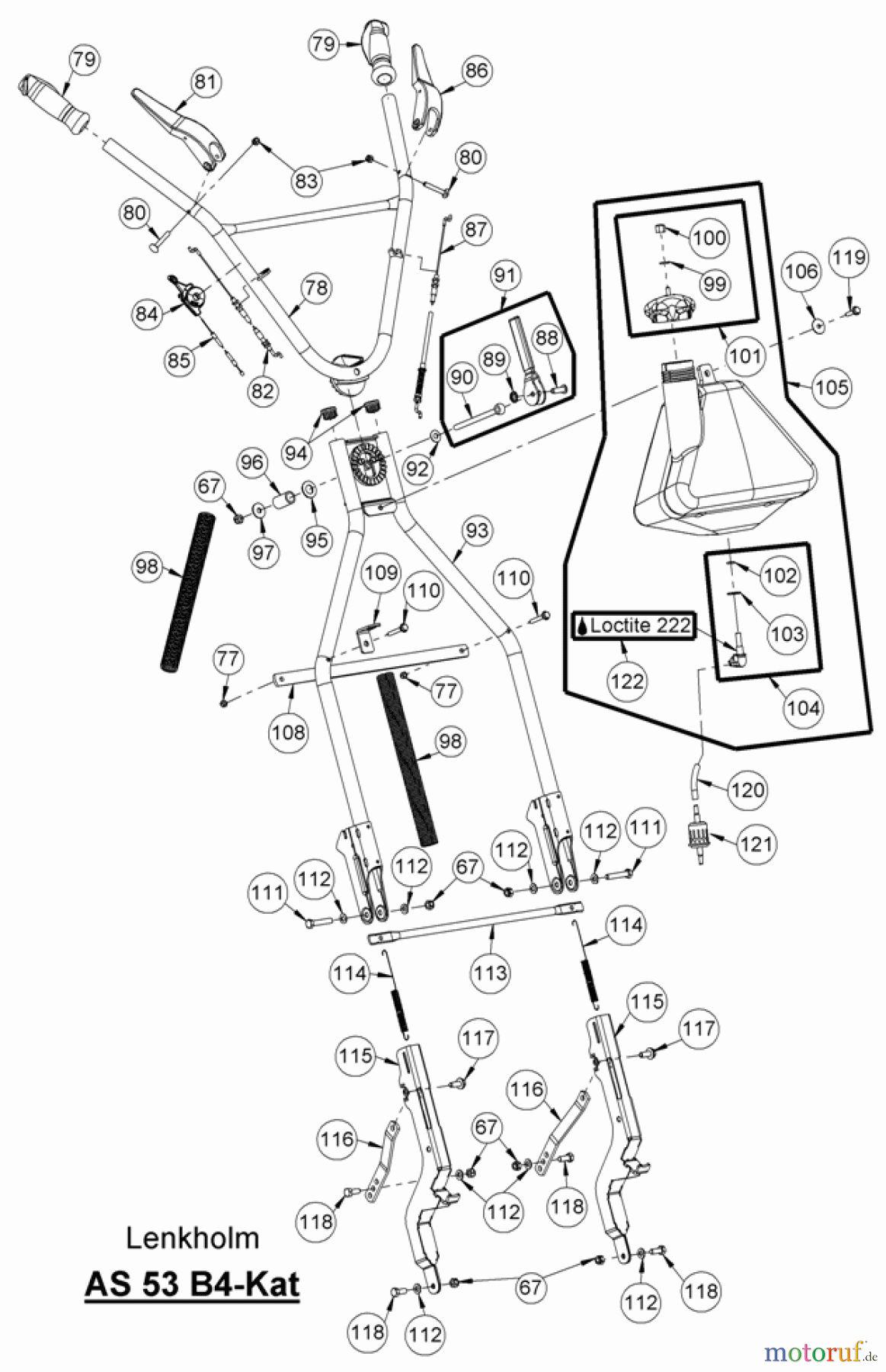 AS-Motor (neu) Rasen Profi-Rasenmäher AS 53 Standard AS 53 2T und AS 53 B4-cat ab FNr. 020708040001 Lenkholm