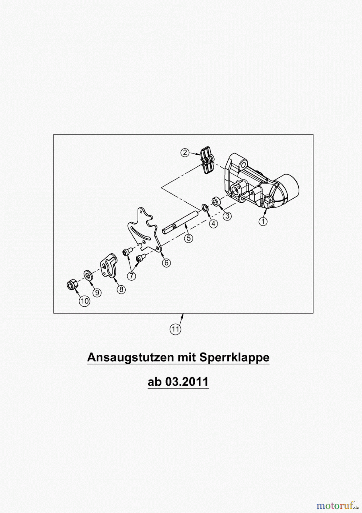 AS-Motor (neu) Rasen Profi-Rasenmäher AS 53 Standard AS 53 2T ES ab FNr. 030317060001 Ansaugstutzen mit Sperrklappe